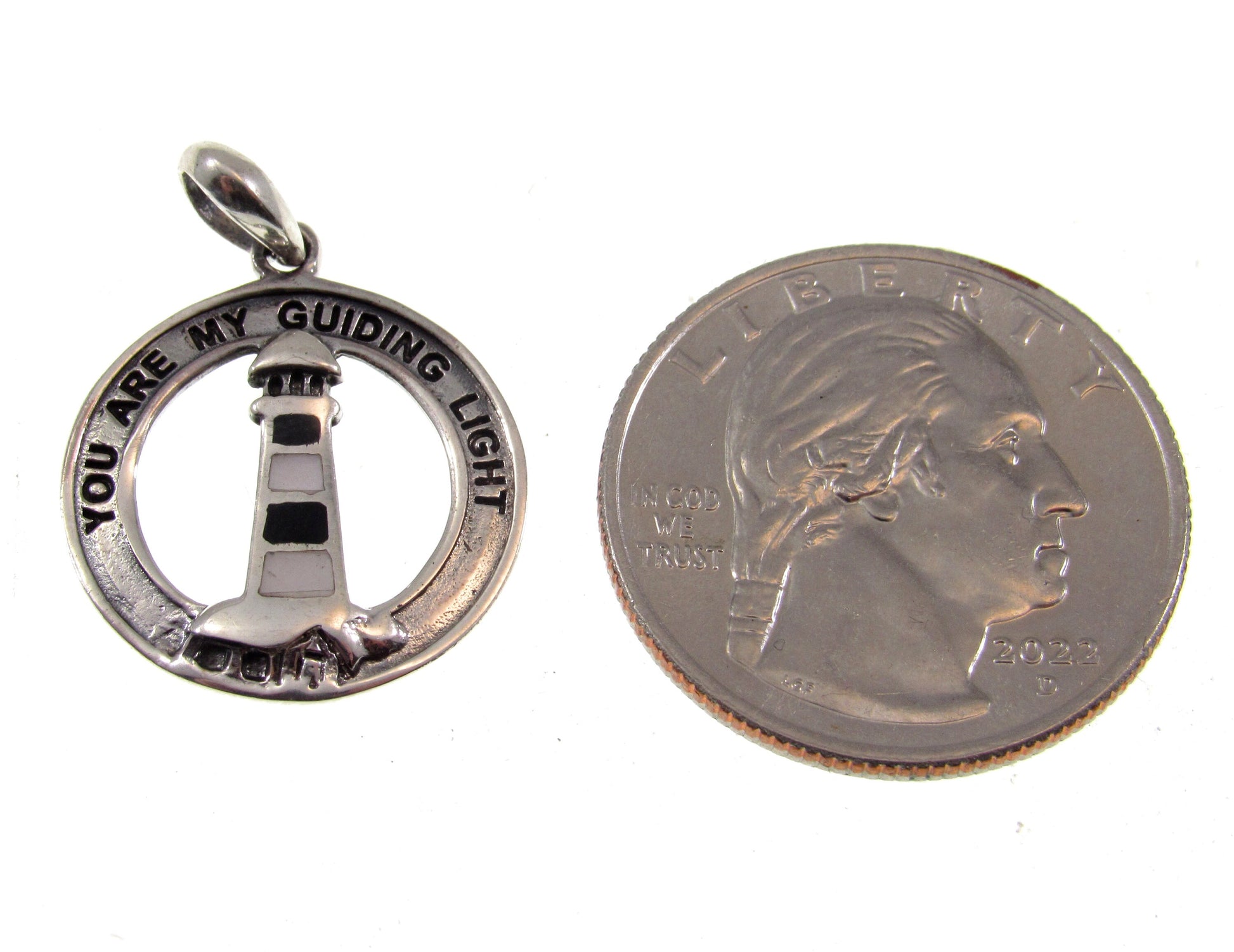 Solid 925 Sterling Silver Lighthouse Pendant With Black or Red Enamel, Watchtower Beacon Charm, "You Are My Guiding Light" Nautical Jewelry