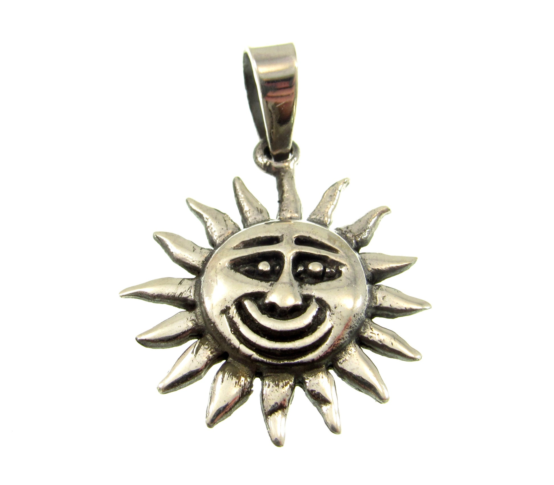Solid 925 Sterling Silver Sun Face Pendant – Smiling Solar Rays Charm, Small Sunshine Necklace Charm Women, Boho Celestial Gift Idea