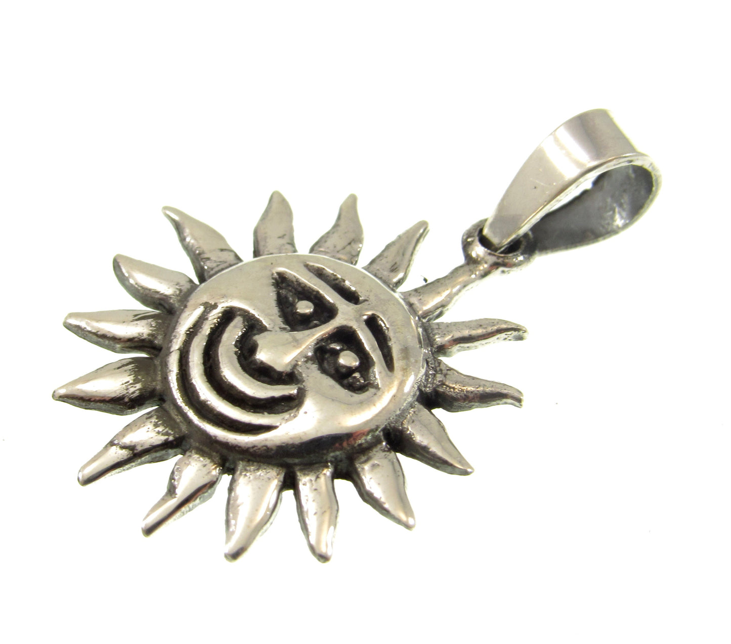 Solid 925 Sterling Silver Sun Face Pendant – Smiling Solar Rays Charm, Small Sunshine Necklace Charm Women, Boho Celestial Gift Idea