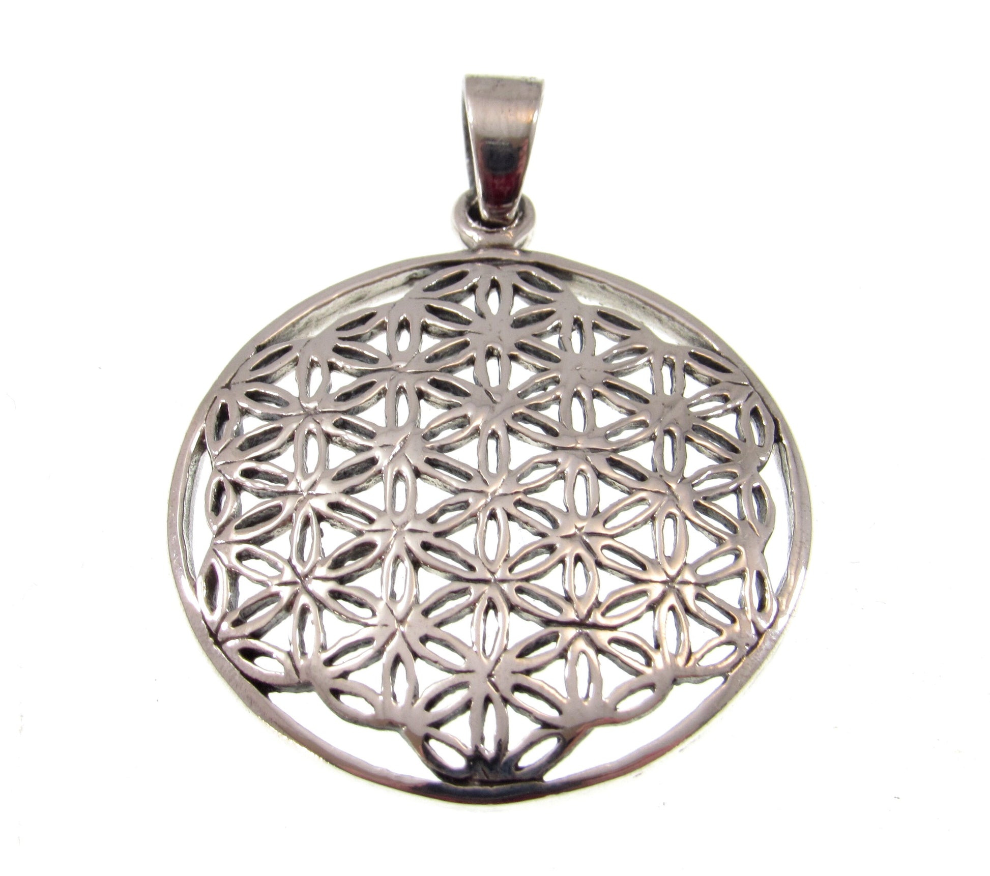 Solid Sterling Silver Flower of Life Pendant – Sacred Geometry Necklace, Boho Spiritual Jewelry, Handcrafted Silver Charm