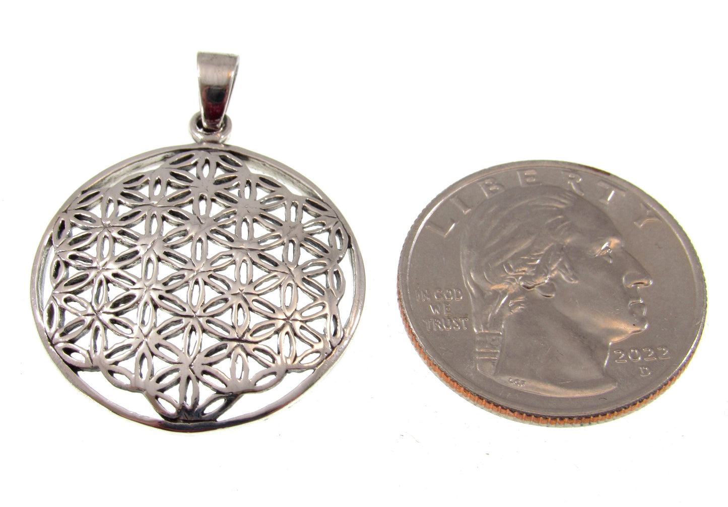 Solid Sterling Silver Flower of Life Pendant – Sacred Geometry Necklace, Boho Spiritual Jewelry, Handcrafted Silver Charm
