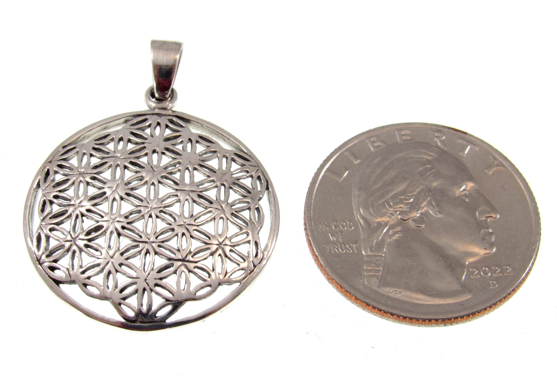 Solid Sterling Silver Flower of Life Pendant – Sacred Geometry Necklace, Boho Spiritual Jewelry, Handcrafted Silver Charm