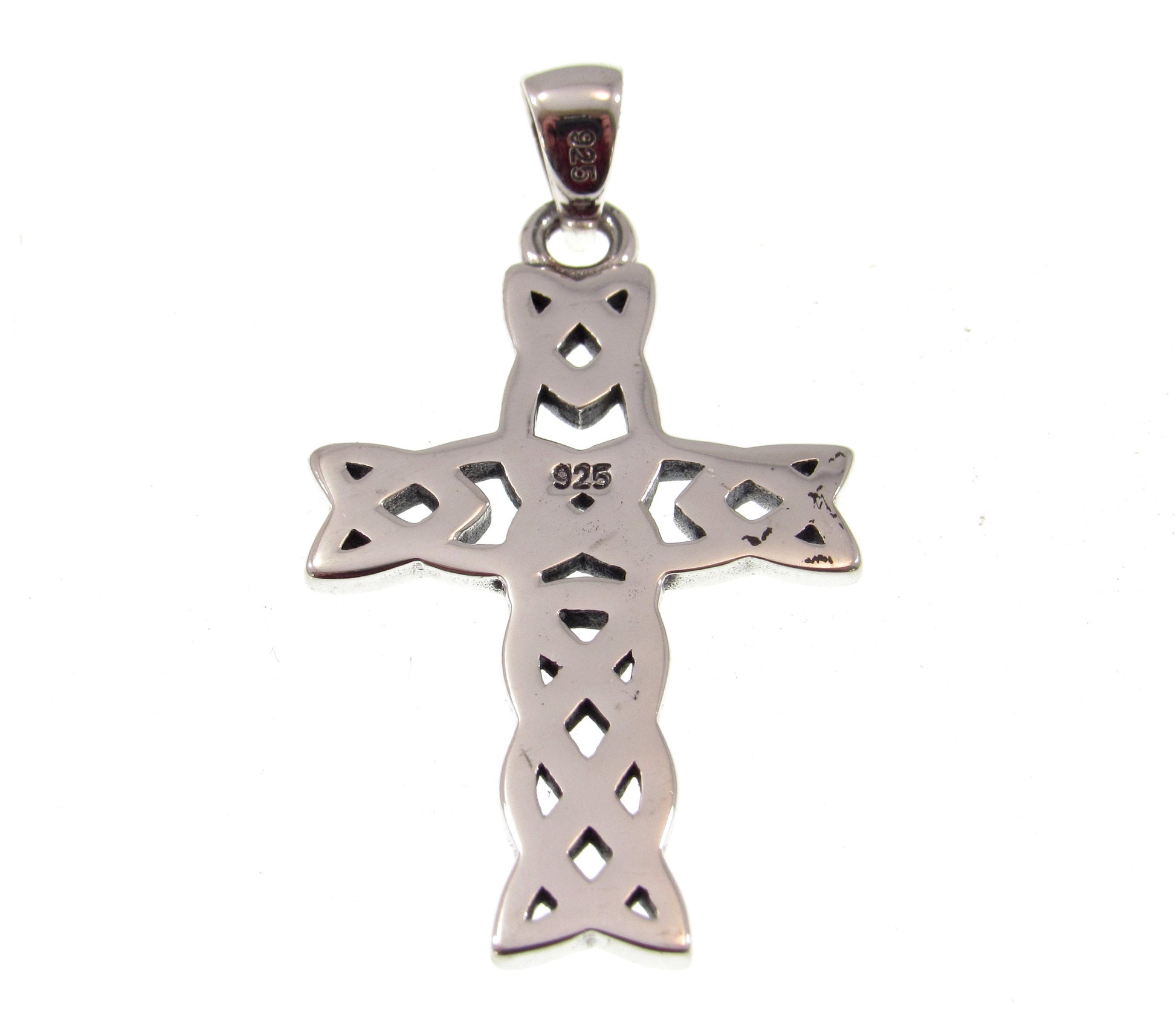 Solid 925 Sterling Silver Celtic Endless Square Infinity Knot Cross Pendant, Handcrafted Two-Toned Religious Jewelry