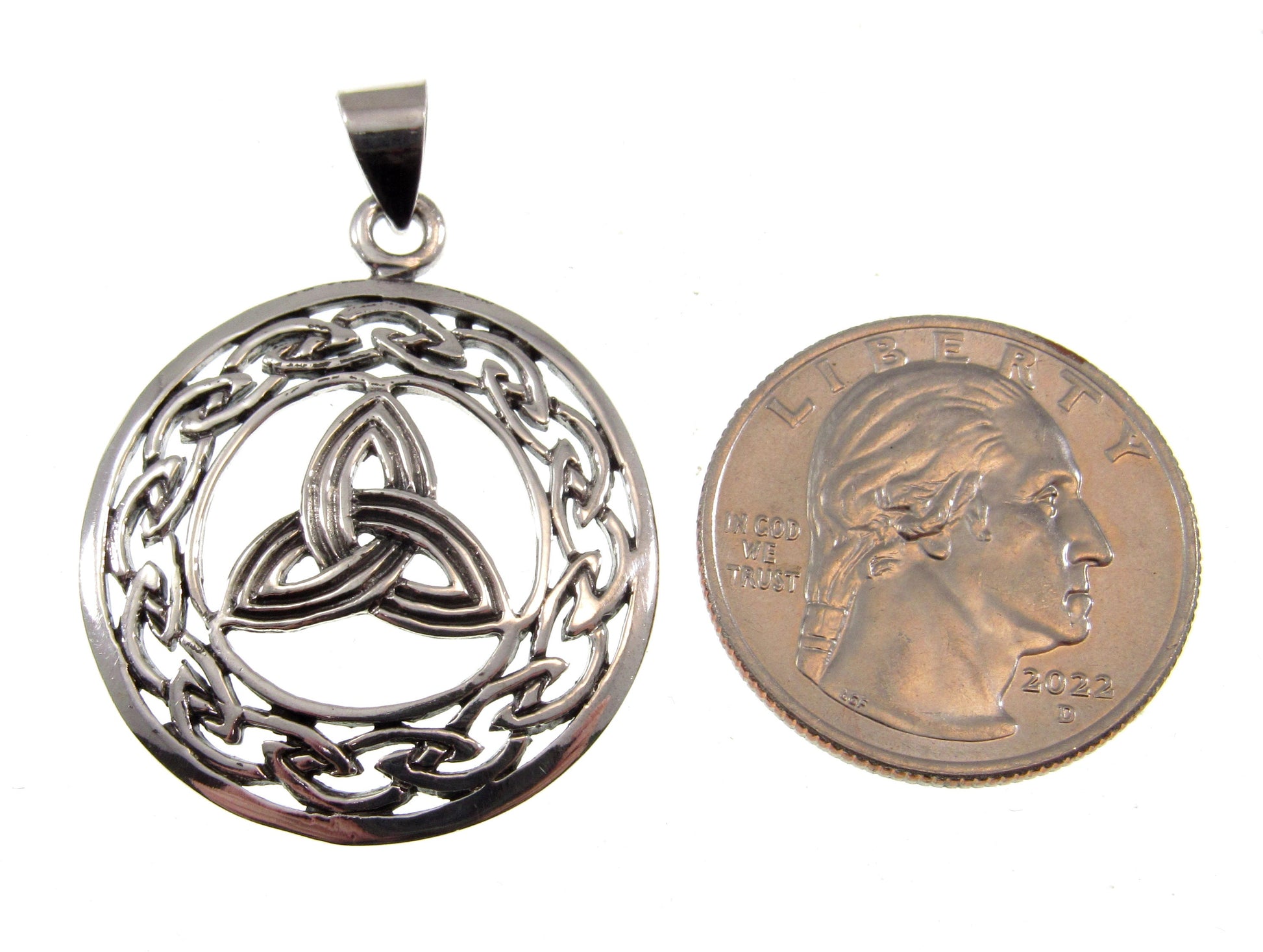 Solid 925 Sterling Silver Trinity Knot Pendant - Triquetra Amulet, Celtic Jewelry - Handcrafted Wiccan Amulet - Pagan Necklace Pendant