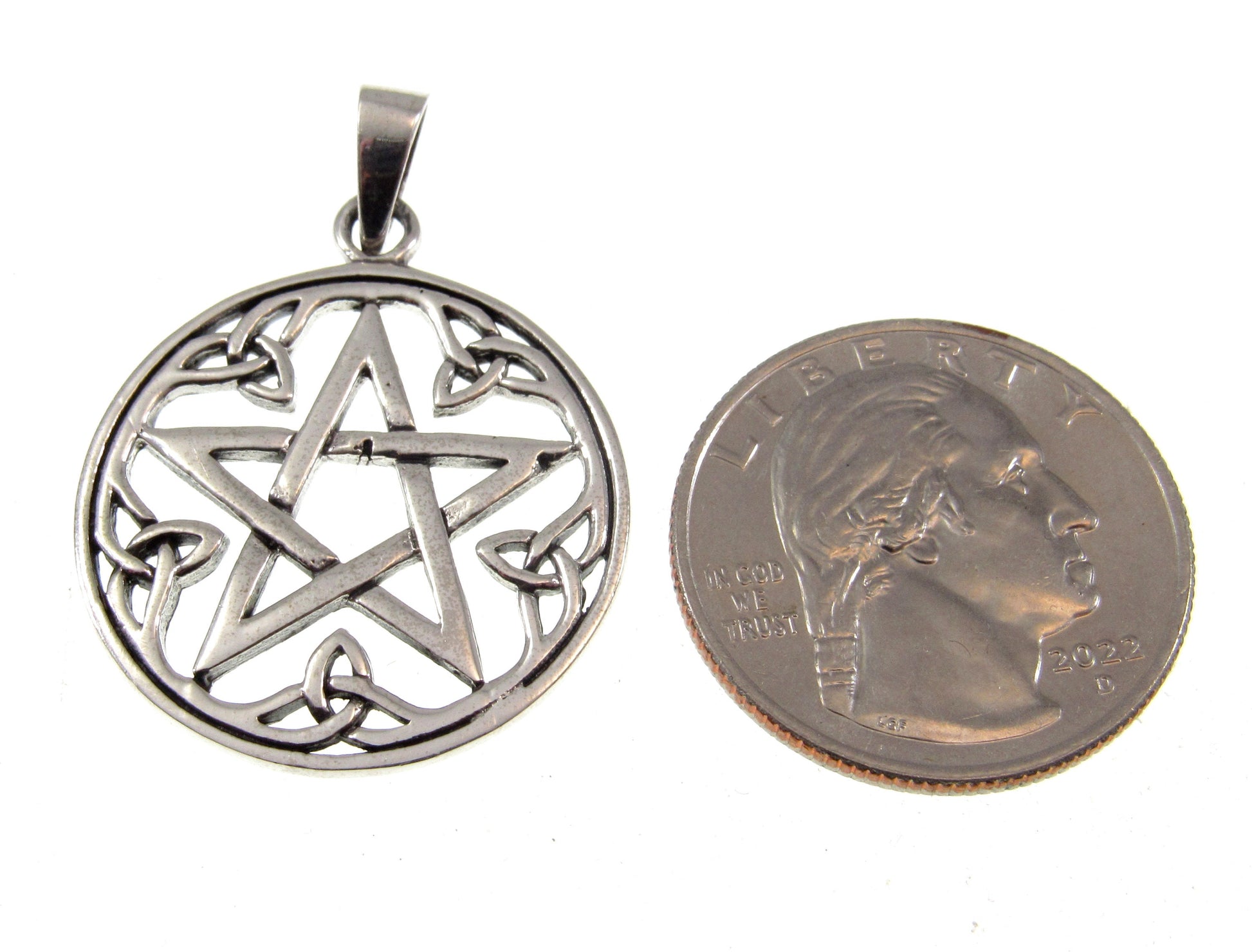 Solid 925 Sterling Silver Pentacle Pendant - Celtic Trinity Knots Amulet - Pentagram Jewelry - Witchy Pagan & Wiccan Gift Idea