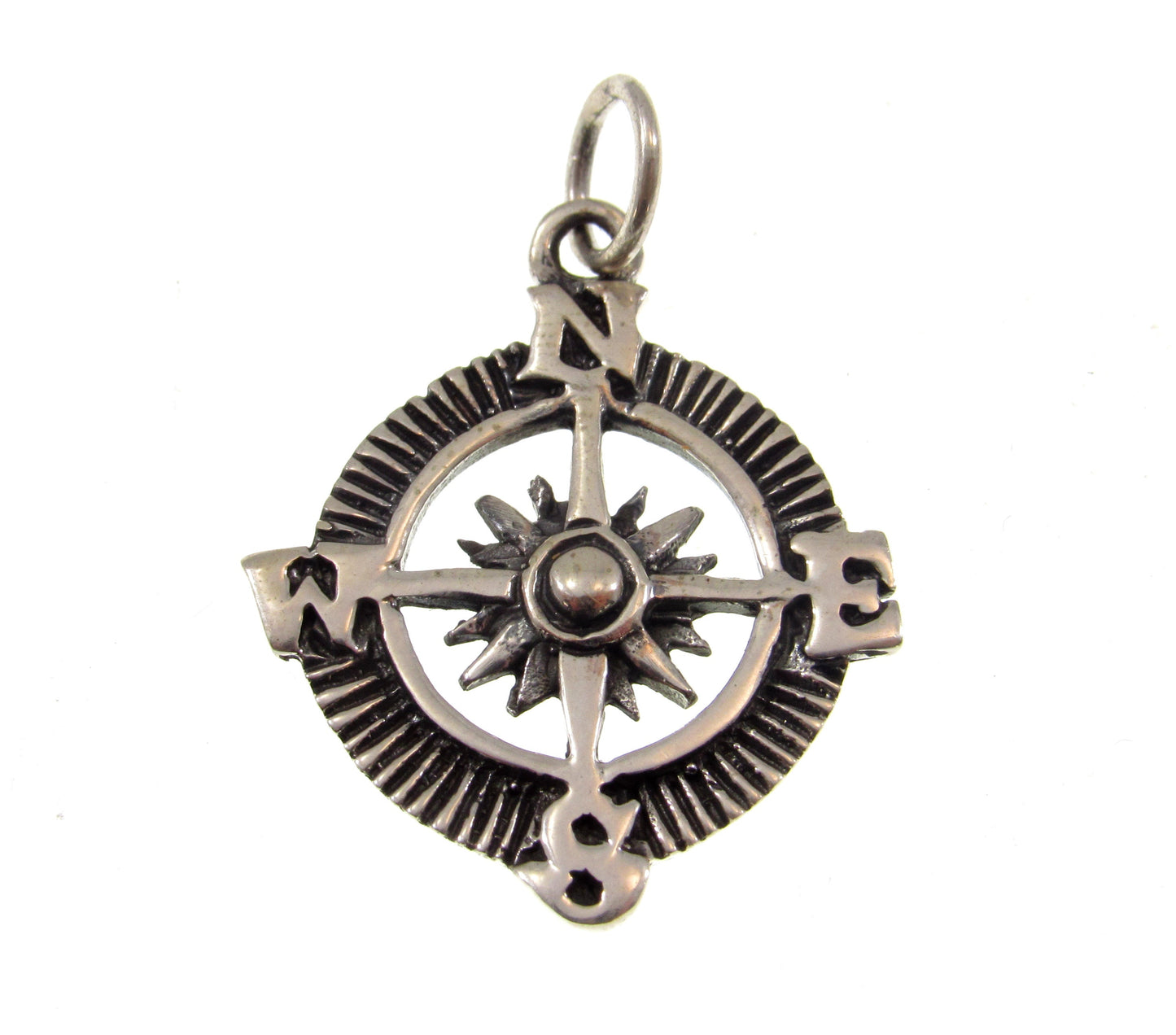Solid 925 Sterling Silver Compass Pendant – Nautical Rose of the Winds Symbol – Nautical Silver Charm – Directional North Star Jewelry Gift