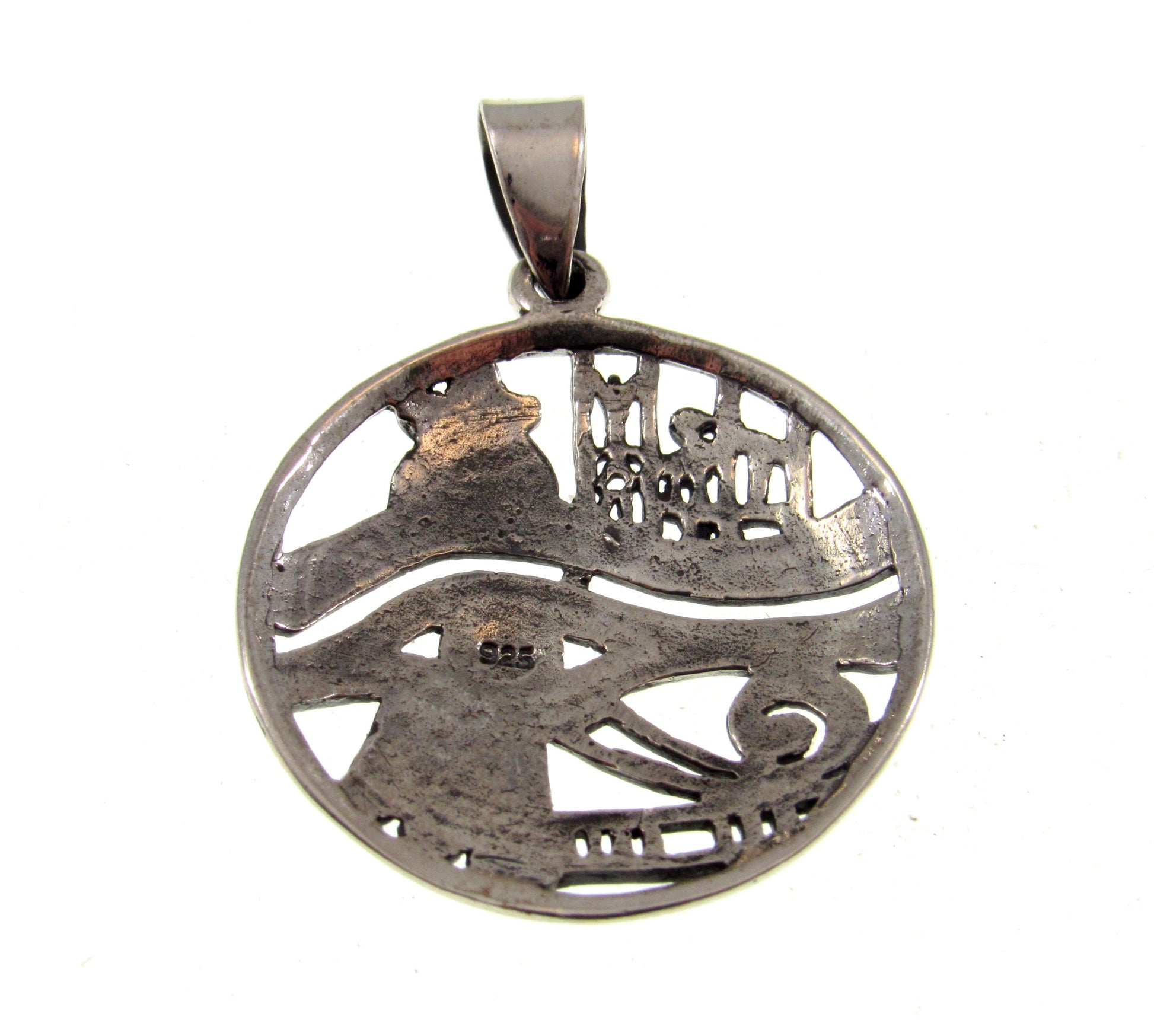 Solid 925 Sterling Silver Crowned Egyptian Eye of Horus Pendant, Handcrafted Symbol of Health, Protection, and Restoration Amulet