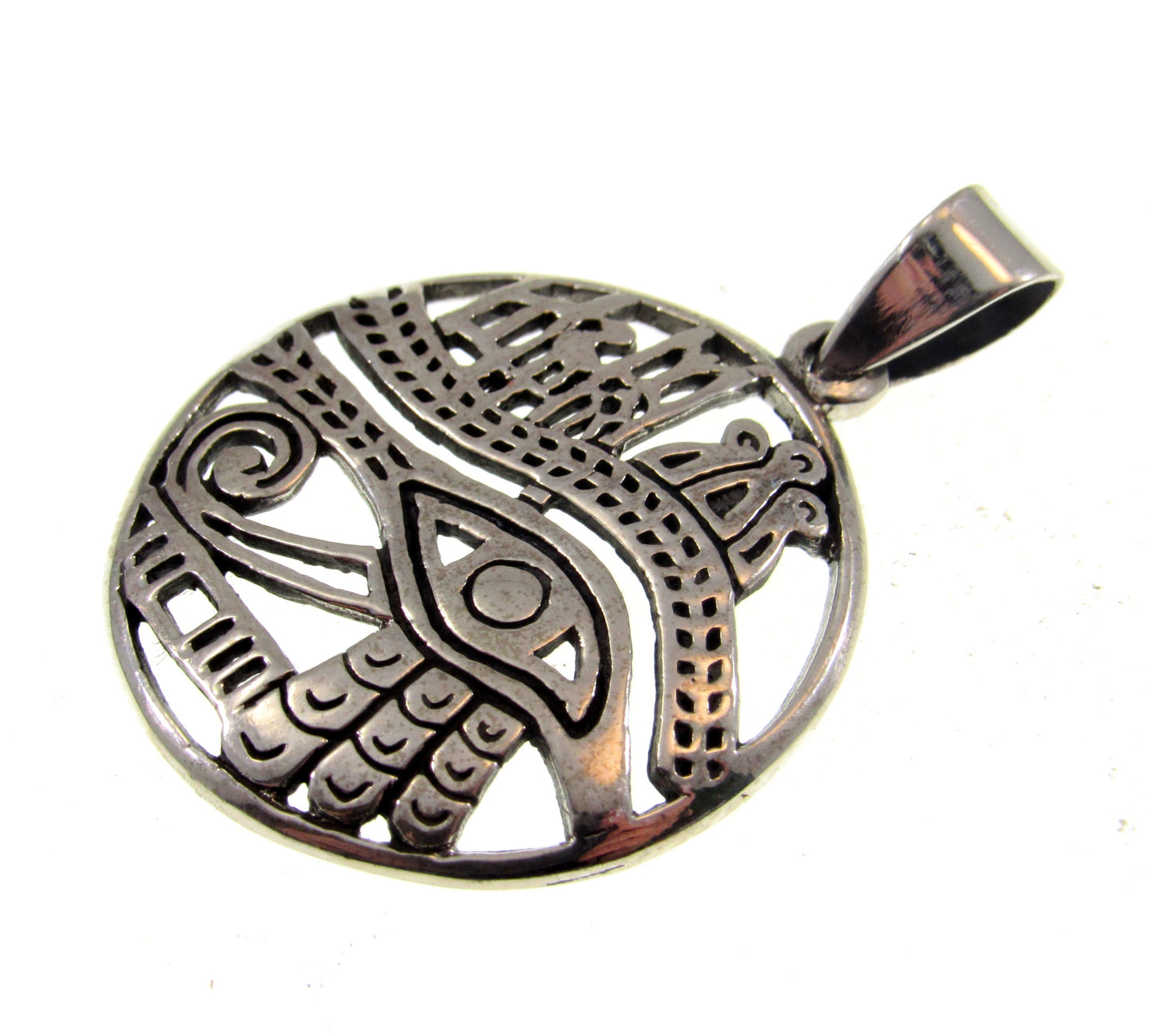Solid 925 Sterling Silver Crowned Egyptian Eye of Horus Pendant, Handcrafted Symbol of Health, Protection, and Restoration Amulet