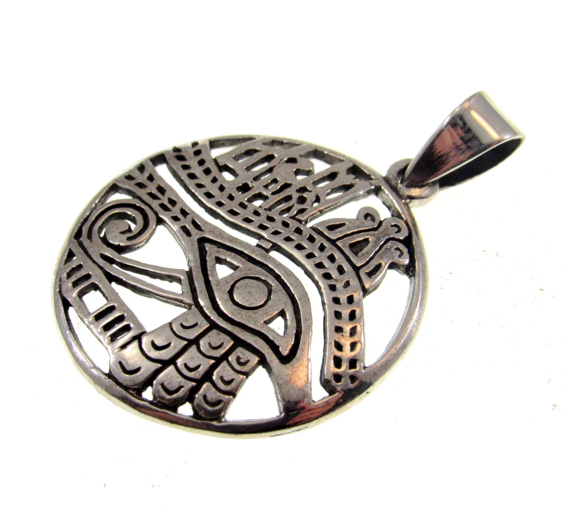 Solid 925 Sterling Silver Crowned Egyptian Eye of Horus Pendant, Handcrafted Symbol of Health, Protection, and Restoration Amulet
