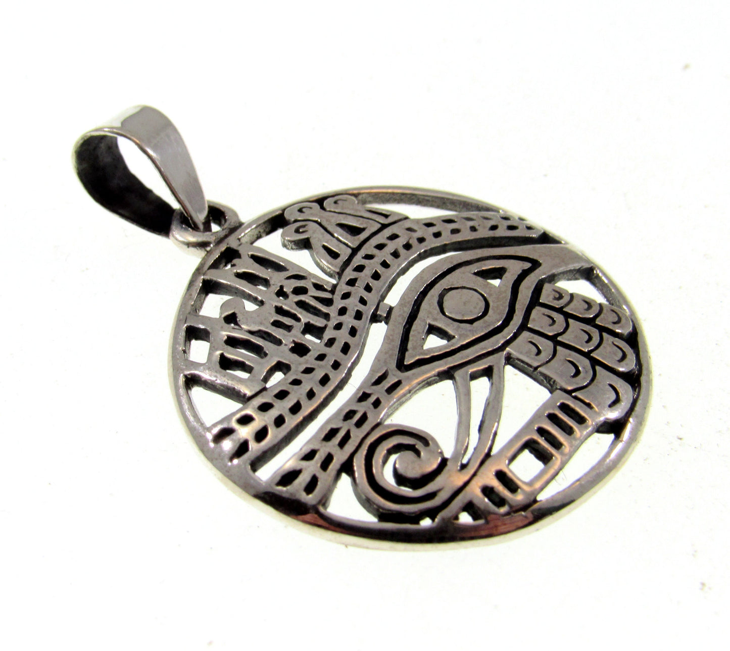 Solid 925 Sterling Silver Crowned Egyptian Eye of Horus Pendant, Handcrafted Symbol of Health, Protection, and Restoration Amulet