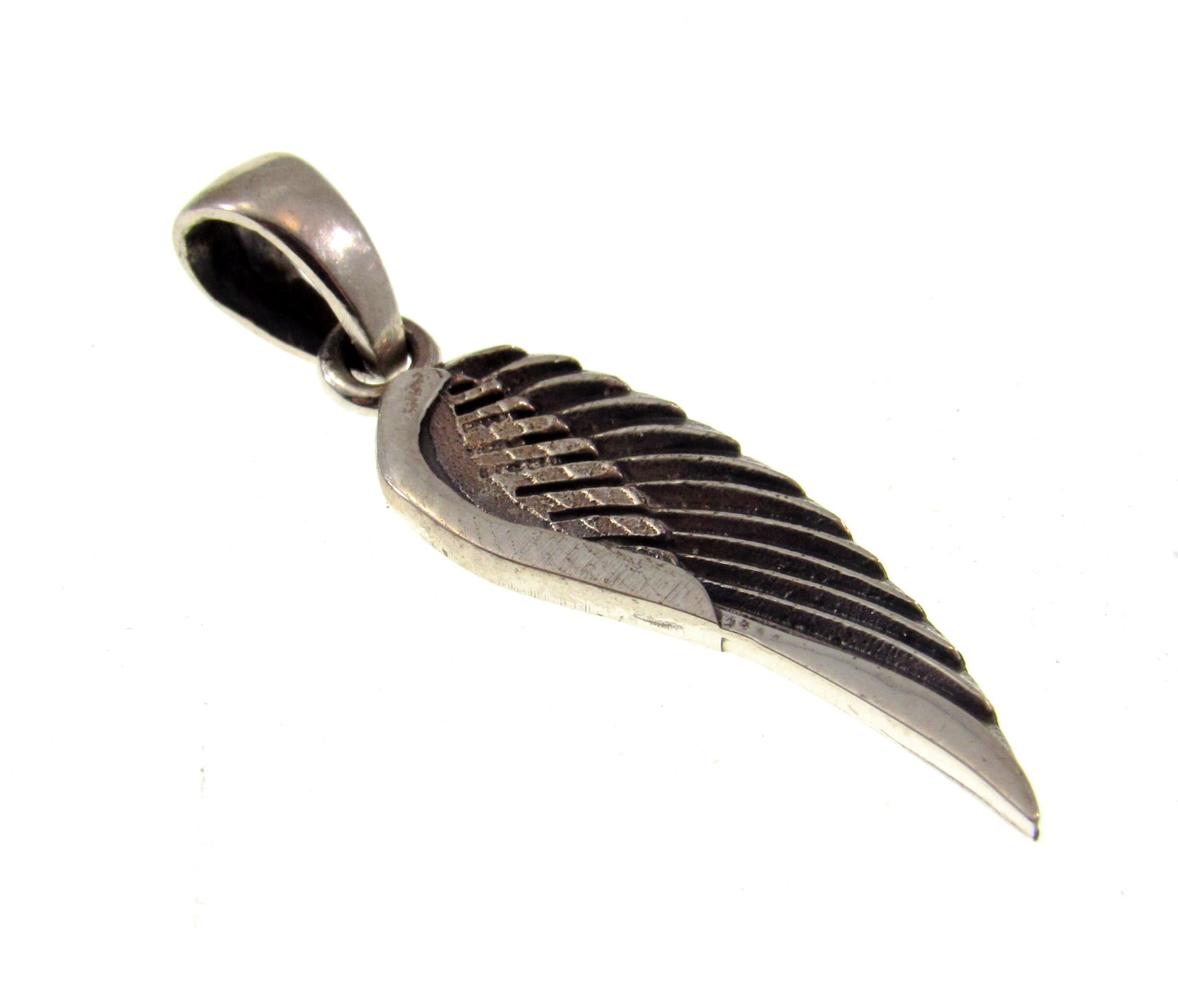Solid 925 Sterling Silver Angel Wing Pendant, Handcrafted Bird Wing Charm