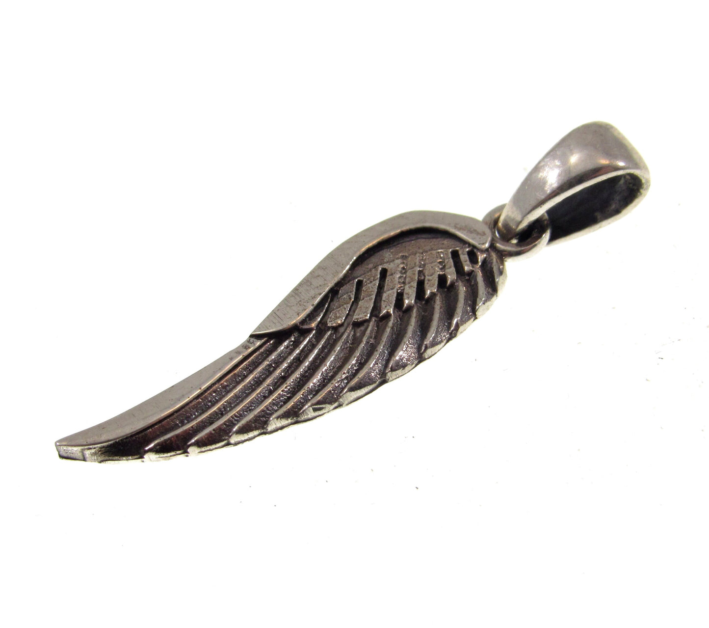 Solid 925 Sterling Silver Angel Wing Pendant, Handcrafted Bird Wing Charm