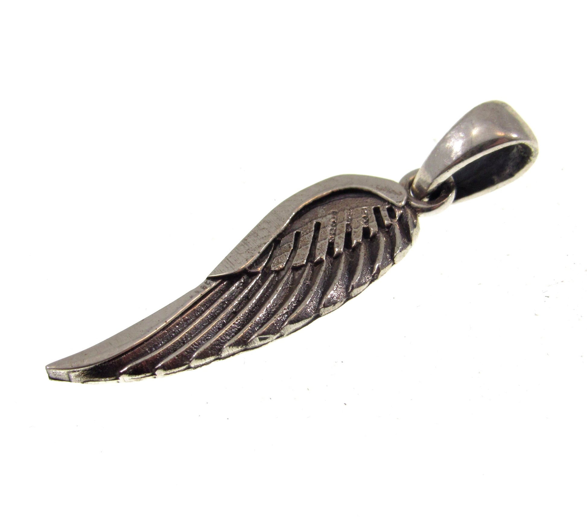 Solid 925 Sterling Silver Angel Wing Pendant, Handcrafted Bird Wing Charm