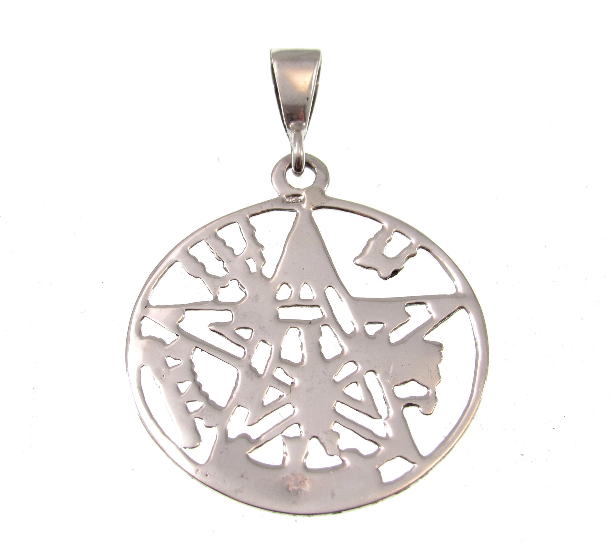 Solid 925 Sterling Silver Tetragrammaton Pendant – Ritual Protection Pentacle – Occult Ceremonial Talisman – Wiccan Pagan Witch Jewelry