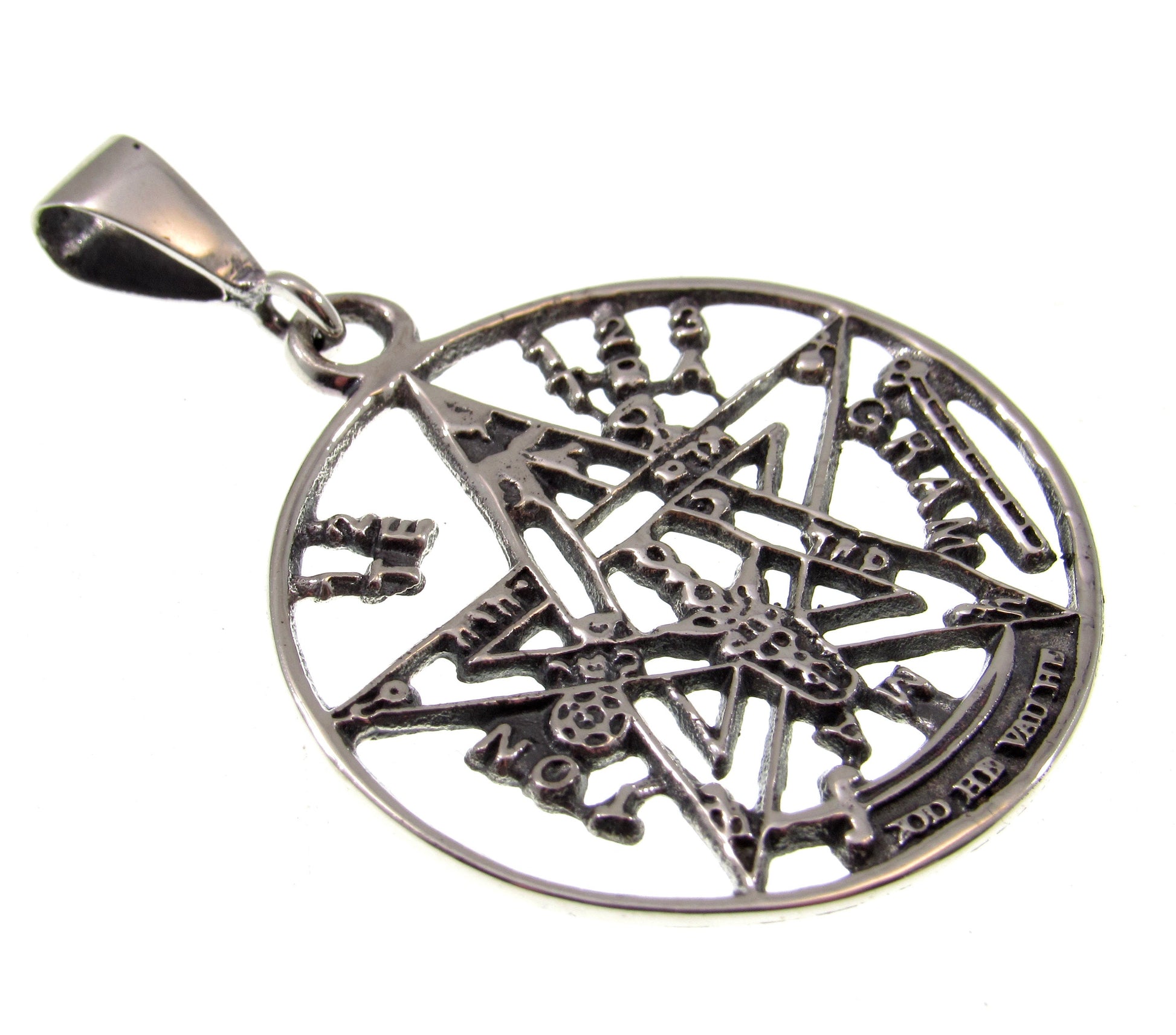 Solid 925 Sterling Silver Tetragrammaton Pendant – Ritual Protection Pentacle – Occult Ceremonial Talisman – Wiccan Pagan Witch Jewelry