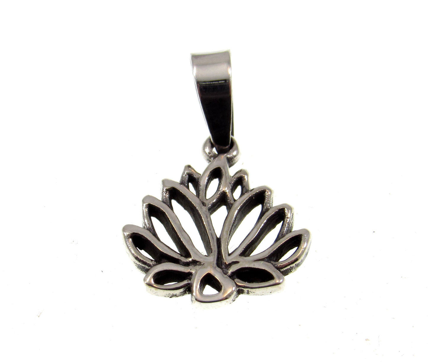 Solid 925 Sterling Silver Small Sacred Lotus Flower Charm, Handcrafted Symbol of Rebirth Pendant