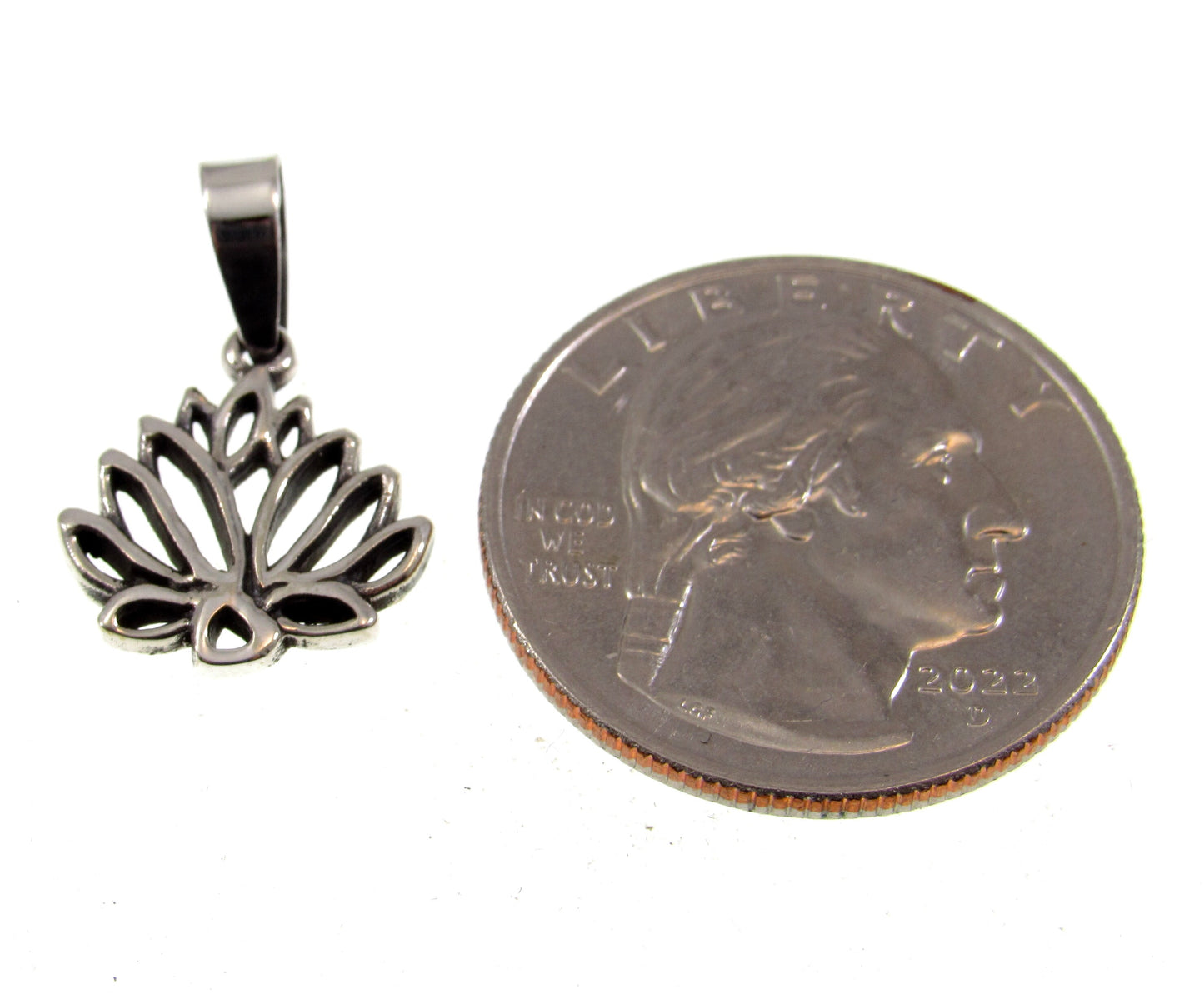 Solid 925 Sterling Silver Small Sacred Lotus Flower Charm, Handcrafted Symbol of Rebirth Pendant