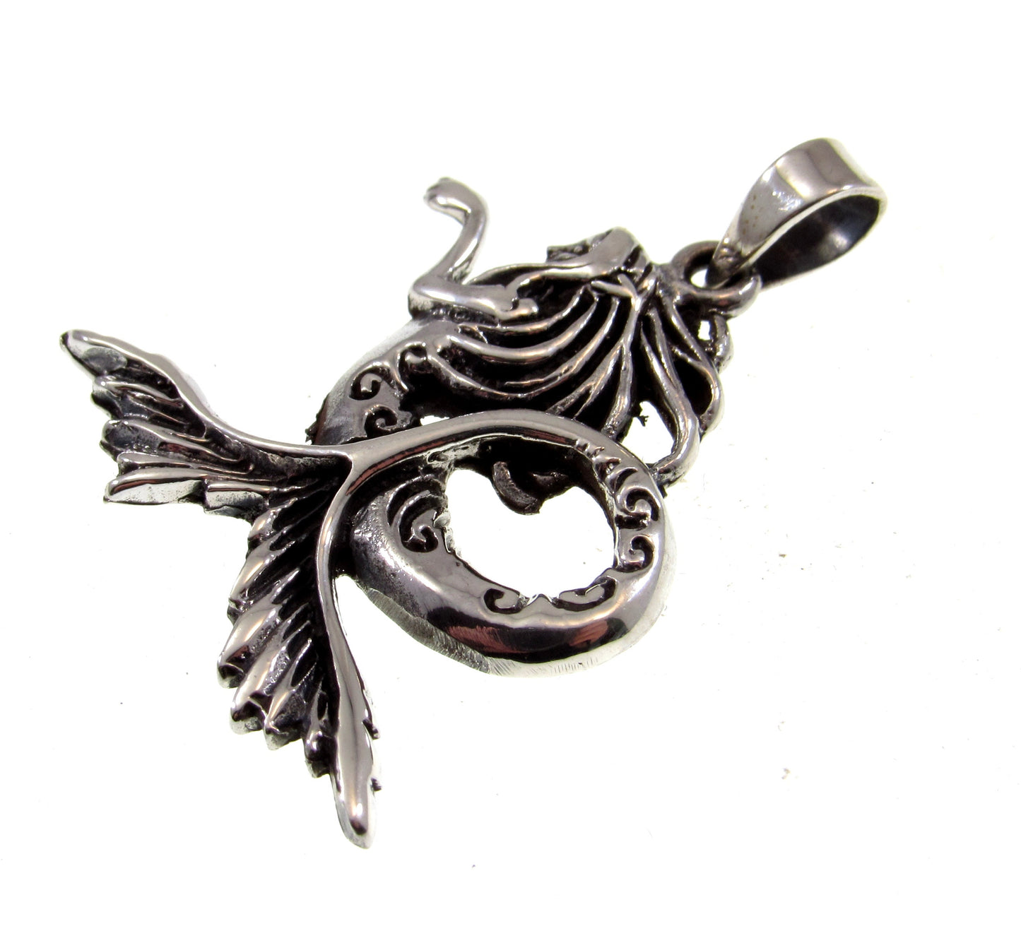 Solid 925 Sterling Silver Mermaid Pendant, Sea Witch Charm, Ocean Nymph Necklace Pendant, Mermaidcore Jewelry, Nautical Beach Love Gift