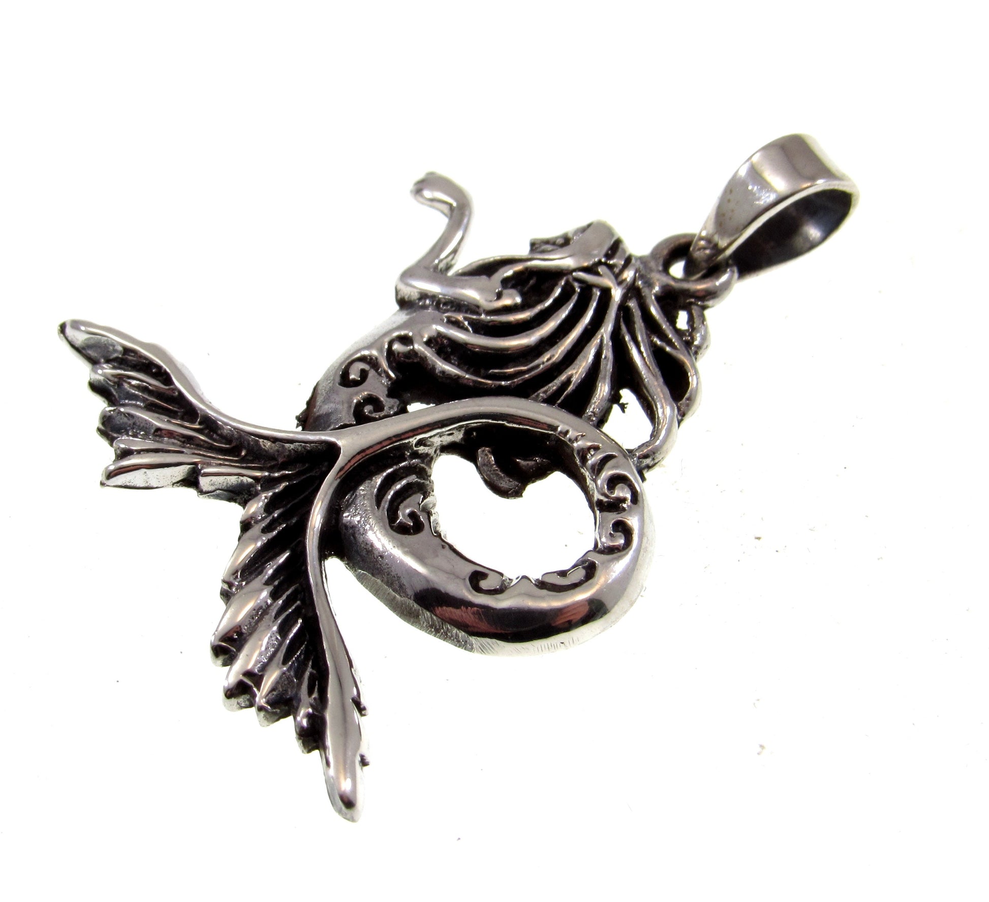 Solid 925 Sterling Silver Mermaid Pendant, Sea Witch Charm, Ocean Nymph Necklace Pendant, Mermaidcore Jewelry, Nautical Beach Love Gift