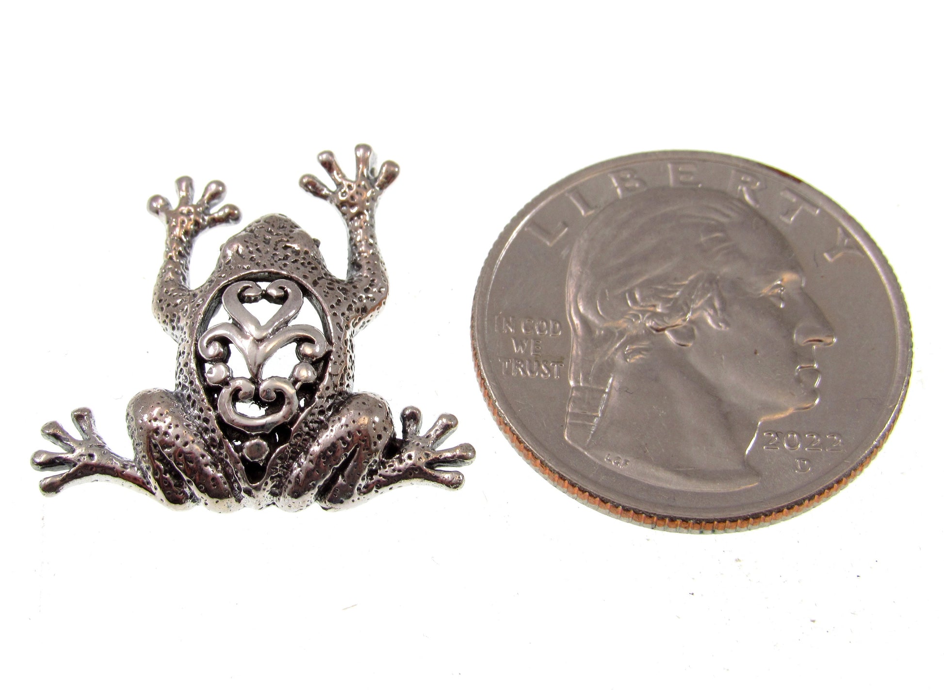Solid 925 Sterling Silver Jumping Frog Slide Pendant, Handcrafted Amphibian Toad Jewelry