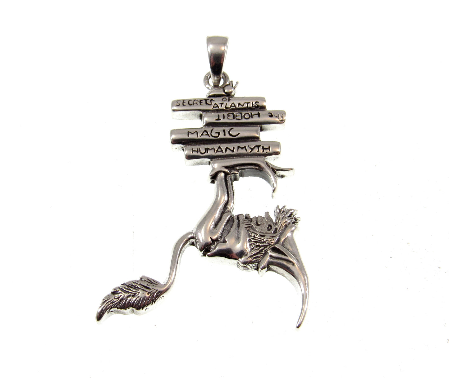 Solid 925 Sterling Silver Bookworm Goblin Pendant Designed by Renown Fantasy Artist Amy Brown