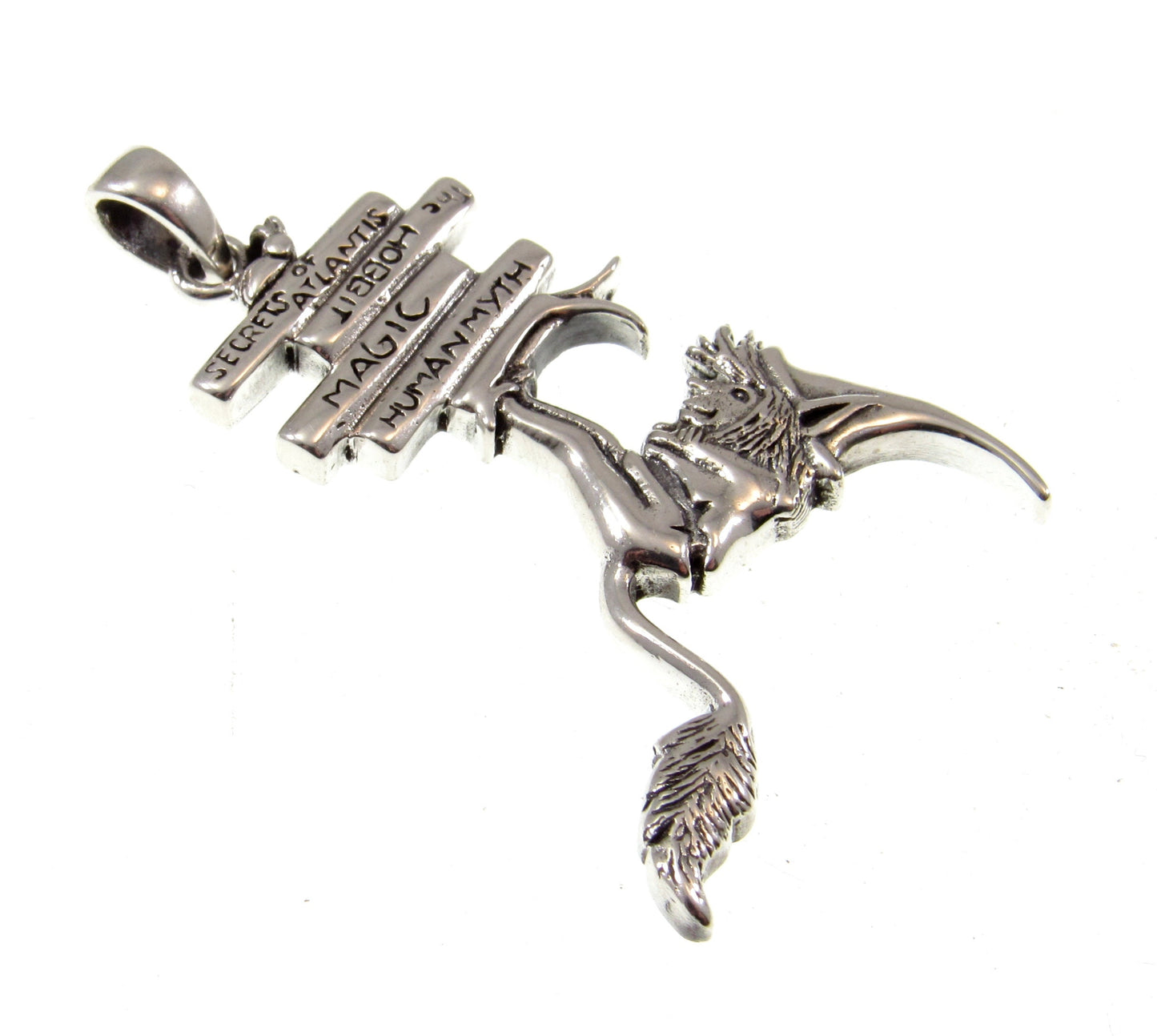 Solid 925 Sterling Silver Bookworm Goblin Pendant Designed by Renown Fantasy Artist Amy Brown