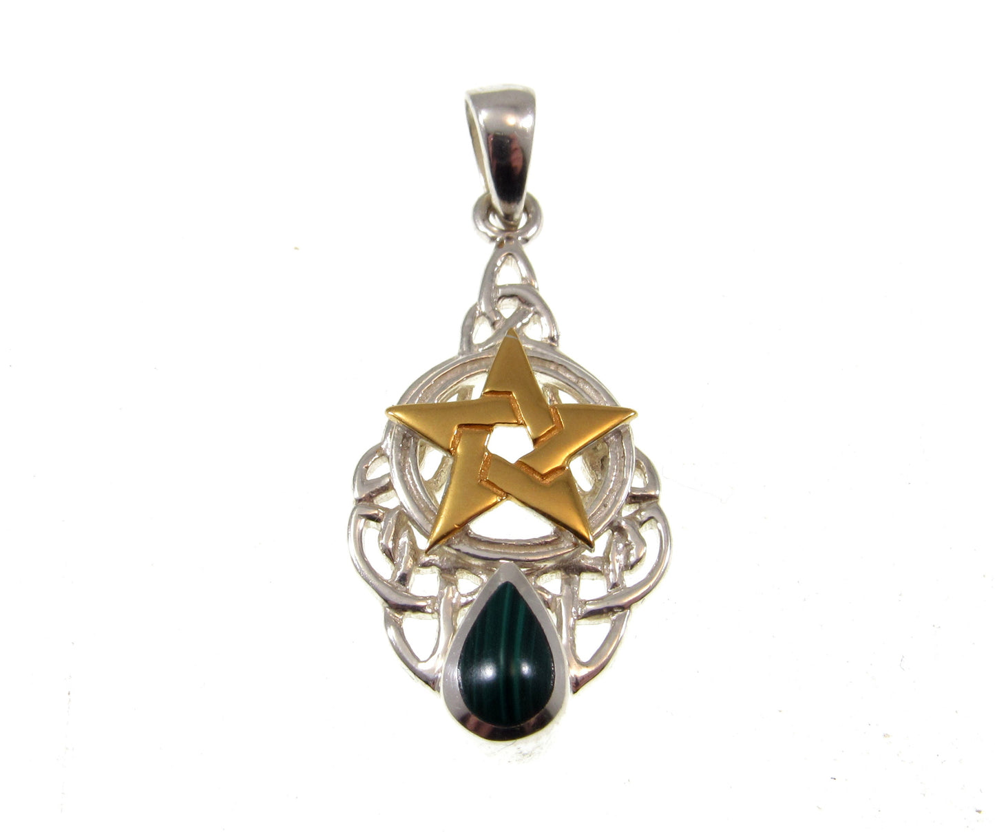 Solid 925 Sterling Silver & Gold Vermeil Celtic Knot Pentacle Pendant