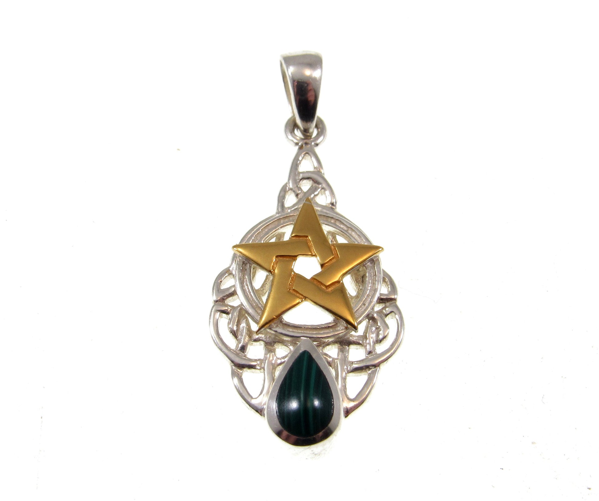 Solid 925 Sterling Silver & Gold Vermeil Celtic Knot Pentacle Pendant
