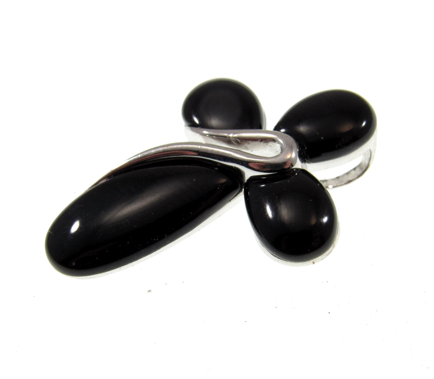 Solid 925 Sterling Silver & Genuine Black Onyx Elegant Cross Pendant