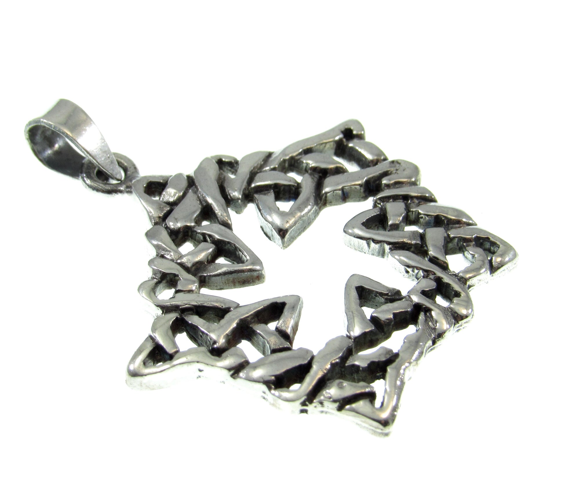 Solid 925 Sterling Silver Celtic Knot Five 5 Pointed Star Pendant, Handcrafted Celtic Pentagram, Irish Gaelic Jewelry