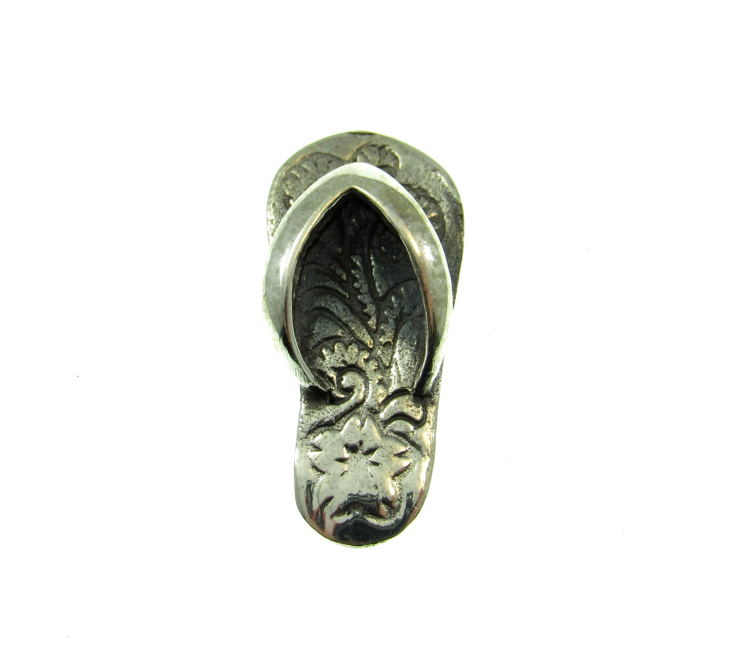 Solid 925 Sterling Silver Flip Flop Slide Pendant, Summer Sandal Charm, Beachcomber Gift, Tropical Beach Jewelry, Nautical Necklace Charm