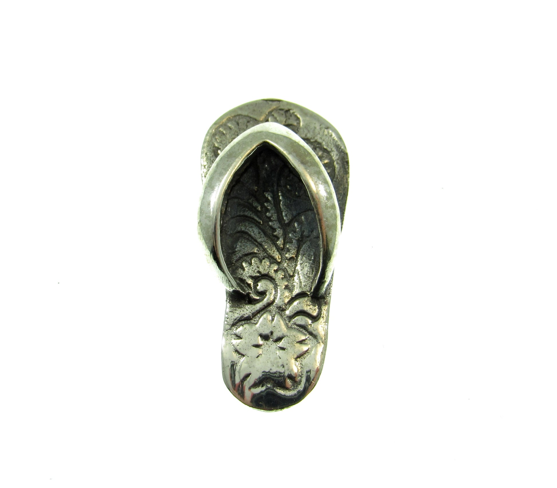 Solid 925 Sterling Silver Flip Flop Slide Pendant, Summer Sandal Charm, Beachcomber Gift, Tropical Beach Jewelry, Nautical Necklace Charm