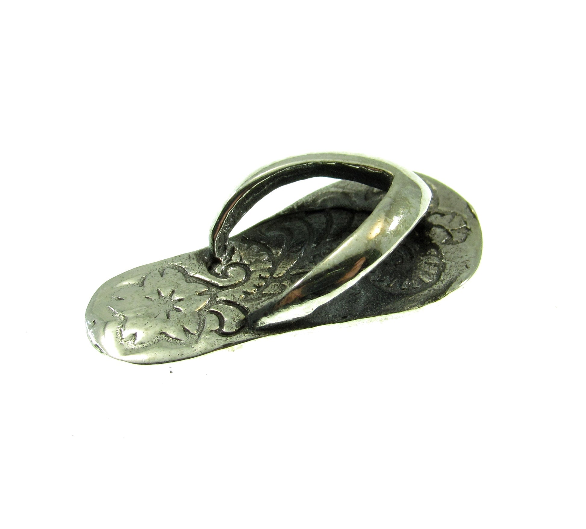 Solid 925 Sterling Silver Flip Flop Slide Pendant, Summer Sandal Charm, Beachcomber Gift, Tropical Beach Jewelry, Nautical Necklace Charm