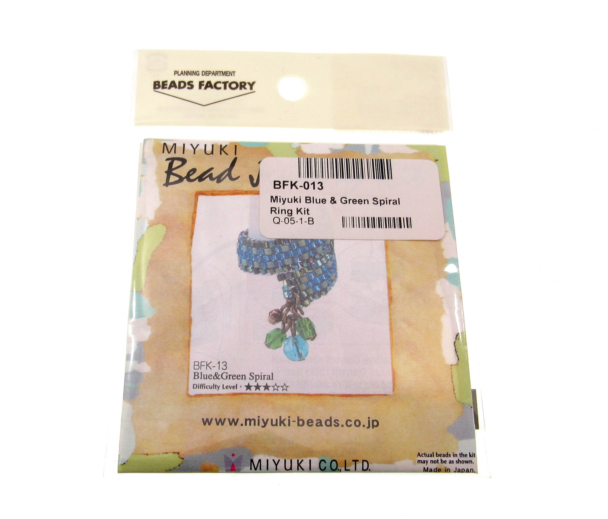 Miyuki Bead Jewelry Making Kit, BFK-13 Blue and Green Spiral Ring, Difficulty Level 3/5, Japanese Seed Beads