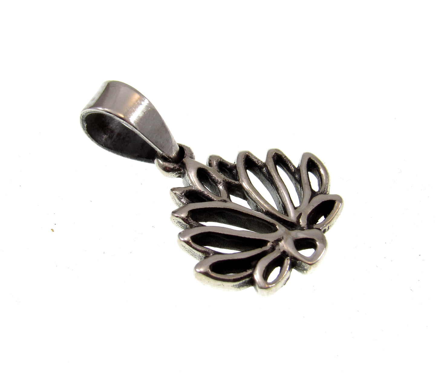 Solid 925 Sterling Silver Small Sacred Lotus Flower Charm, Handcrafted Symbol of Rebirth Pendant