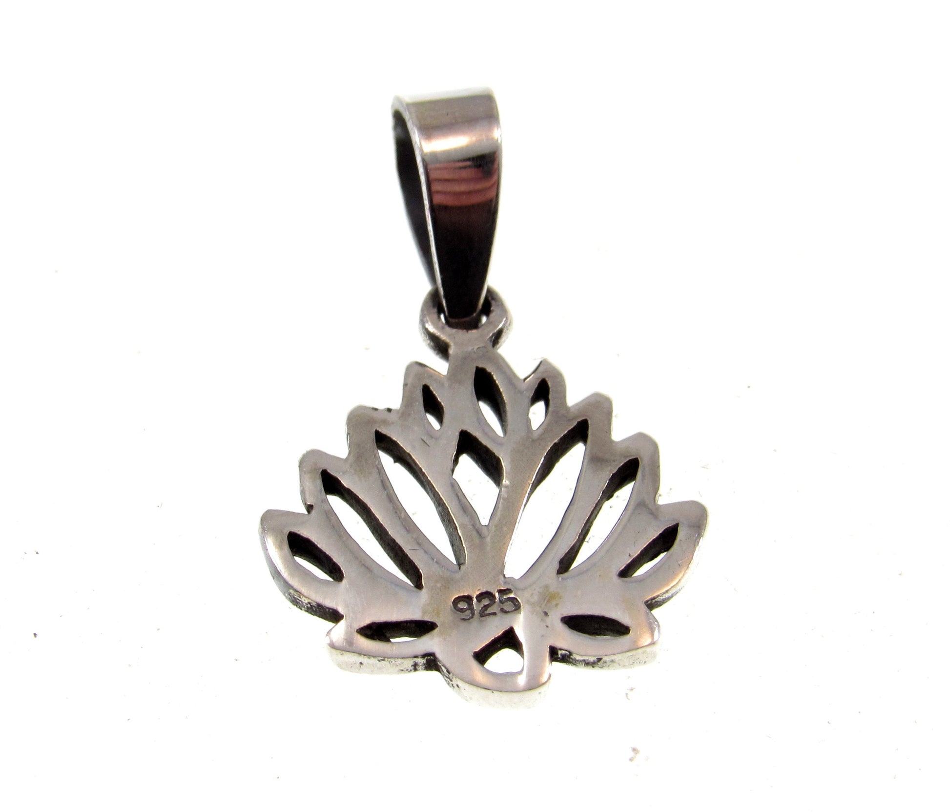 Solid 925 Sterling Silver Small Sacred Lotus Flower Charm, Handcrafted Symbol of Rebirth Pendant