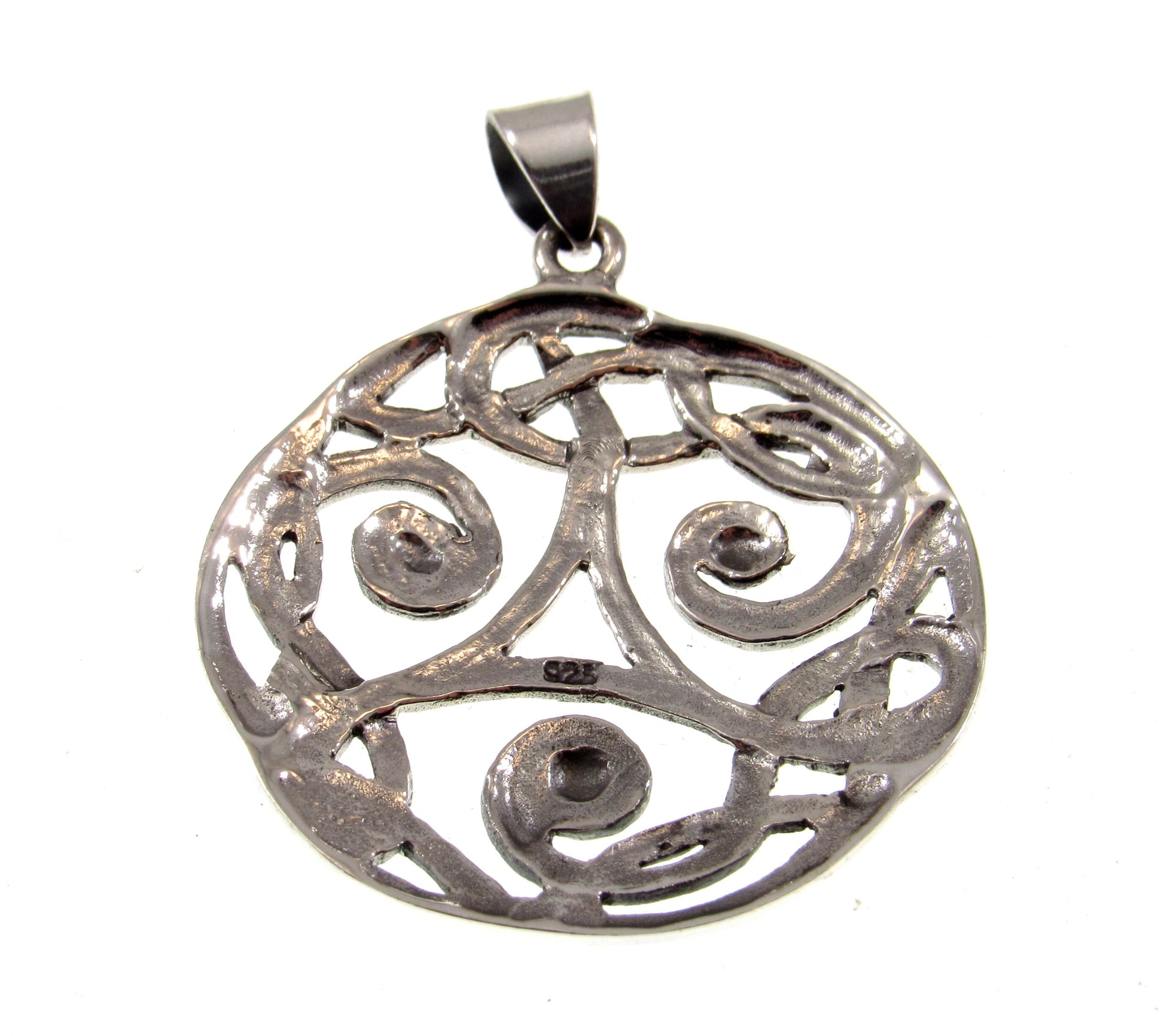 Solid 925 Sterling Silver Celtic Triskelion Pendant, Handcrafted Triskele Triple Spiral Amulet, Knotwork Jewelry