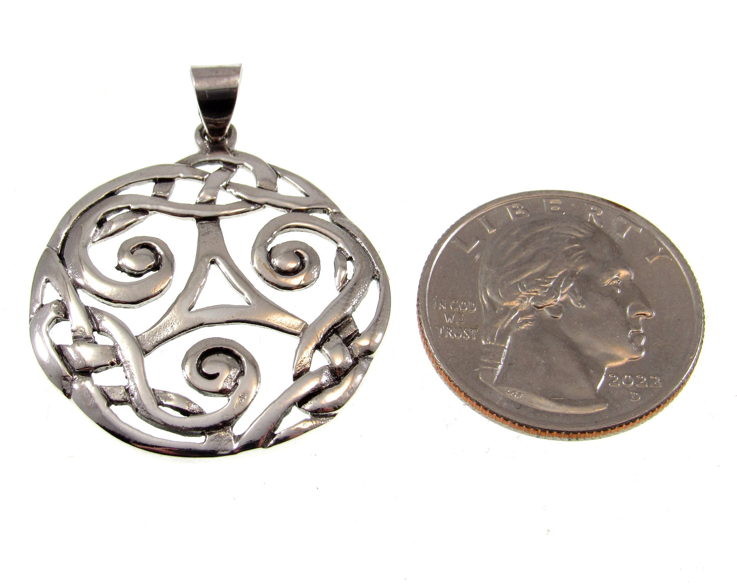 Solid 925 Sterling Silver Celtic Triskelion Pendant, Handcrafted Triskele Triple Spiral Amulet, Knotwork Jewelry