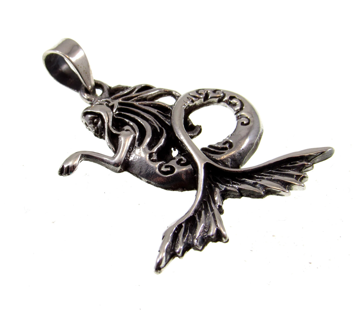 Solid 925 Sterling Silver Mermaid Pendant, Sea Witch Charm, Ocean Nymph Necklace Pendant, Mermaidcore Jewelry, Nautical Beach Love Gift