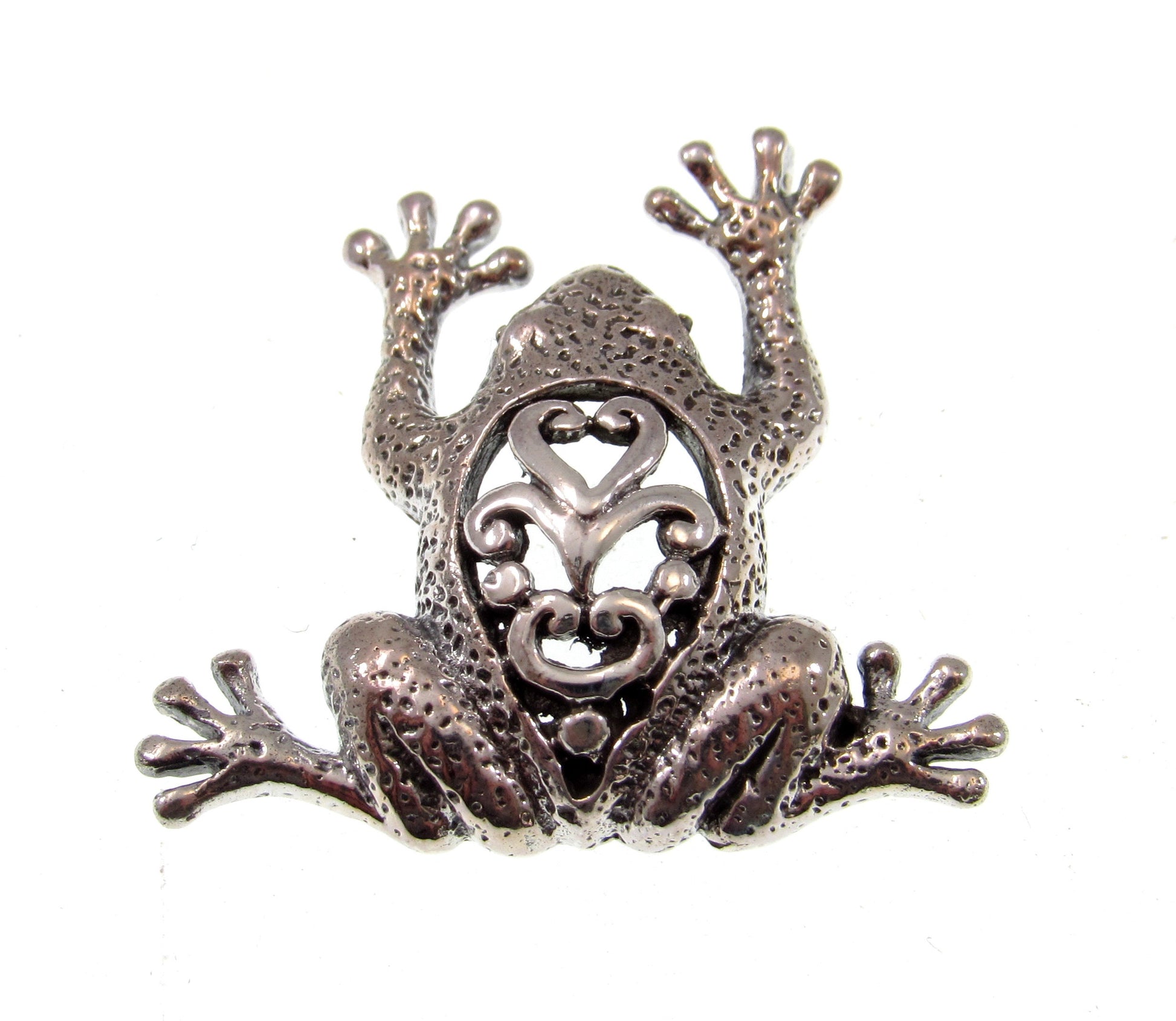Solid 925 Sterling Silver Jumping Frog Slide Pendant, Handcrafted Amphibian Toad Jewelry