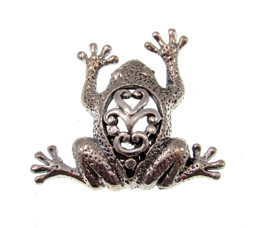 Solid 925 Sterling Silver Jumping Frog Slide Pendant, Handcrafted Amphibian Toad Jewelry