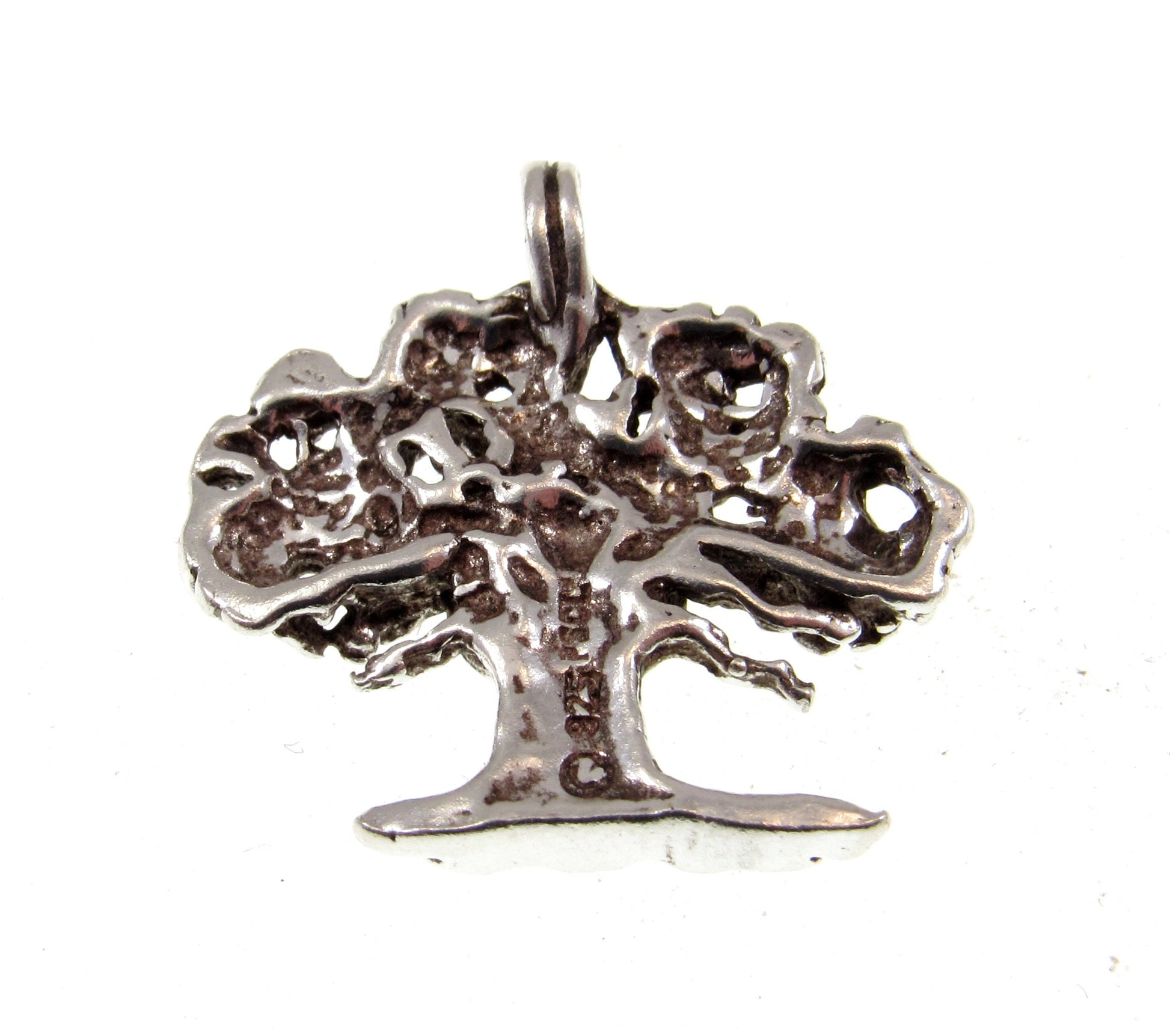 Solid 925 Sterling Silver Sacred Oak Tree of Life and Pentacle Pentagram Pendant