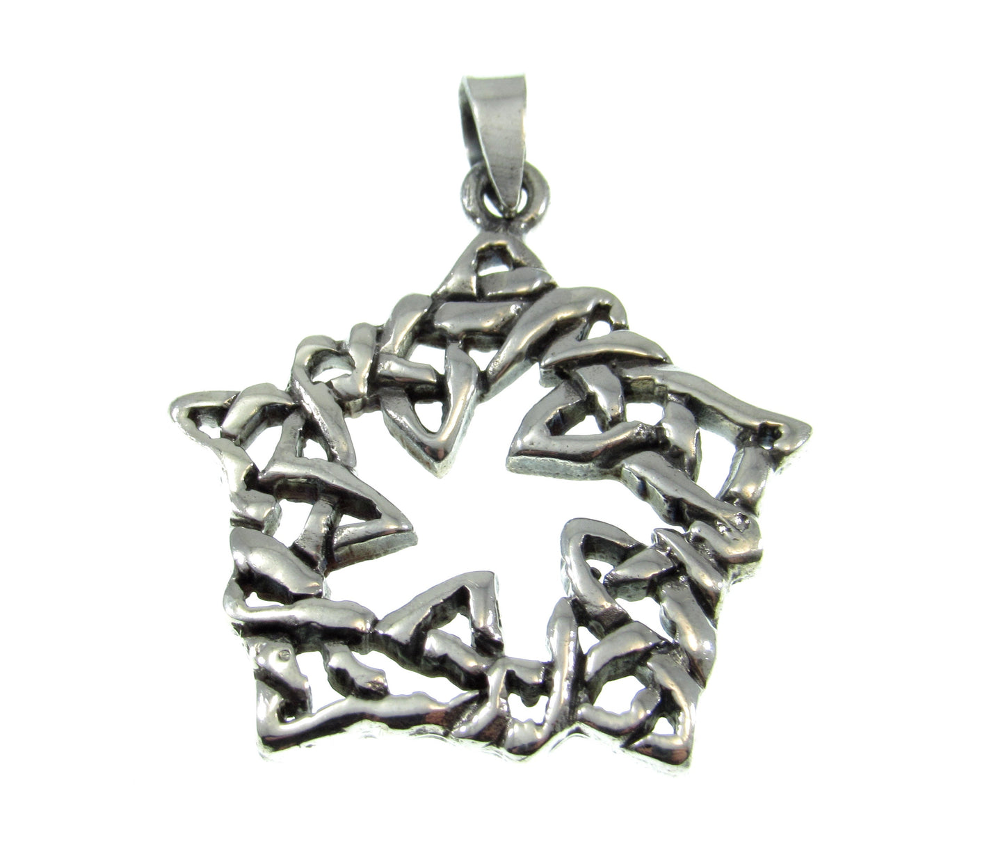 Solid 925 Sterling Silver Celtic Knot Five 5 Pointed Star Pendant, Handcrafted Celtic Pentagram, Irish Gaelic Jewelry