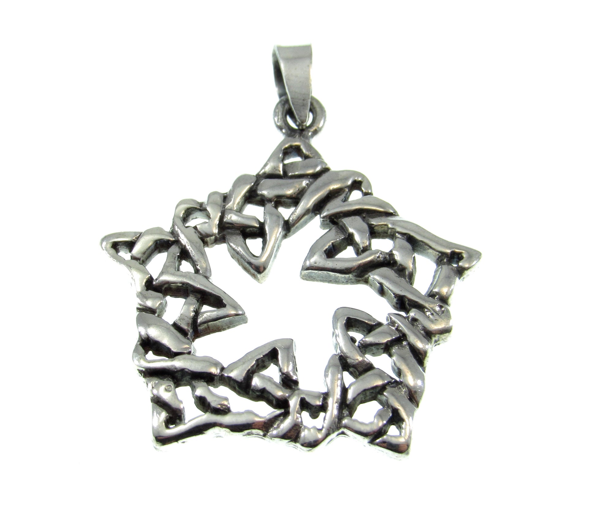 Solid 925 Sterling Silver Celtic Knot Five 5 Pointed Star Pendant, Handcrafted Celtic Pentagram, Irish Gaelic Jewelry