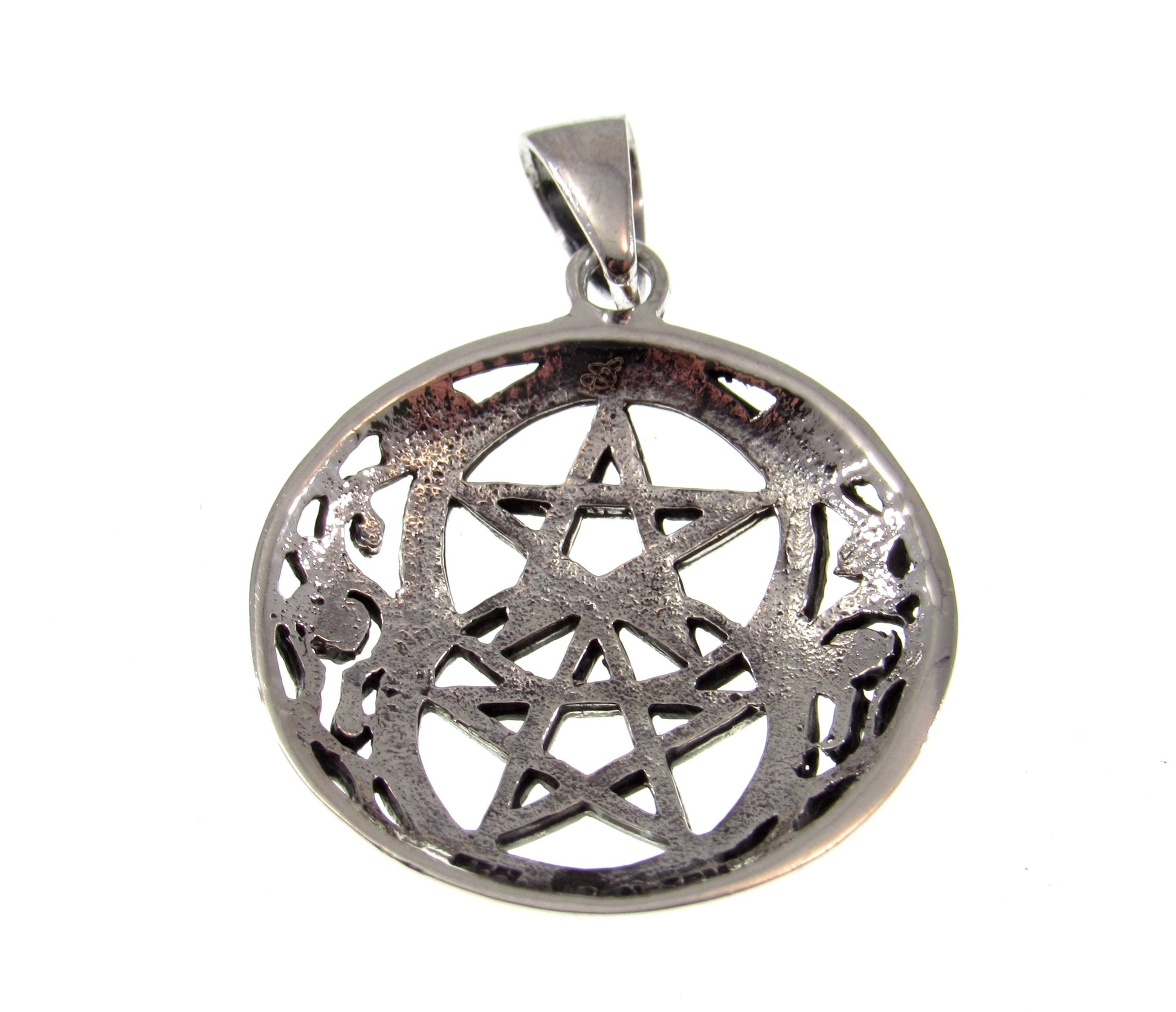 Solid 925 Sterling Silver Double Pentacle Pendant, Wiccan Protection Pentagram, Dual Star Talisman