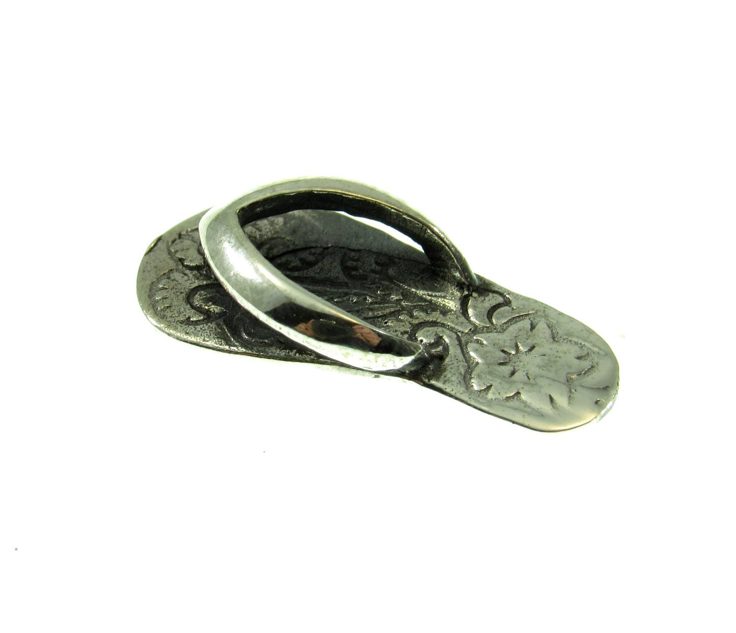 Solid 925 Sterling Silver Flip Flop Slide Pendant, Summer Sandal Charm, Beachcomber Gift, Tropical Beach Jewelry, Nautical Necklace Charm