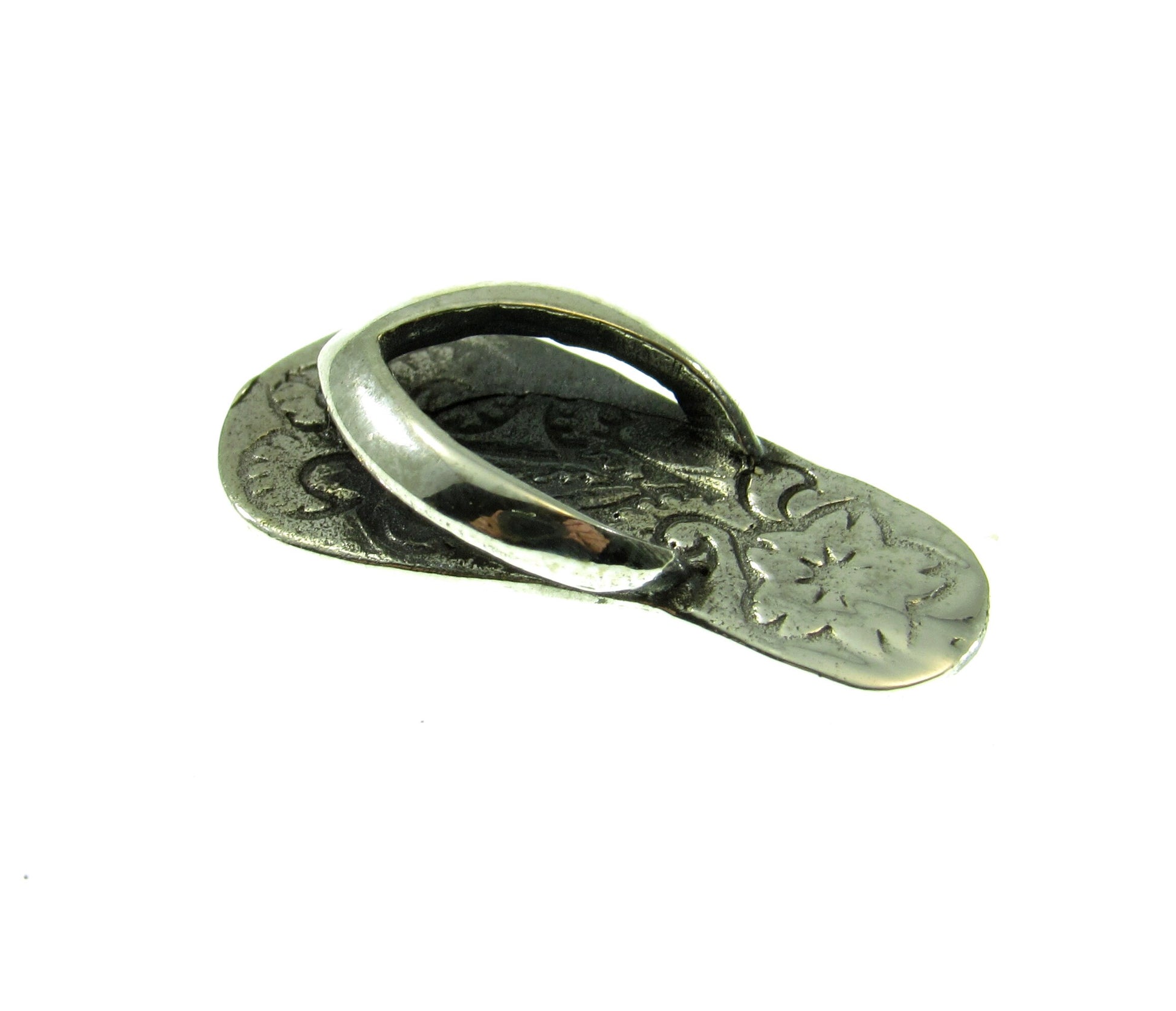 Solid 925 Sterling Silver Flip Flop Slide Pendant, Summer Sandal Charm, Beachcomber Gift, Tropical Beach Jewelry, Nautical Necklace Charm