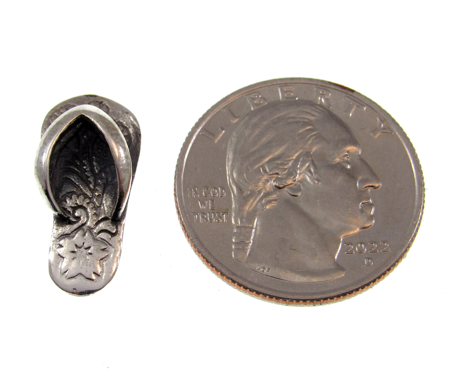 Solid 925 Sterling Silver Flip Flop Slide Pendant, Summer Sandal Charm, Beachcomber Gift, Tropical Beach Jewelry, Nautical Necklace Charm