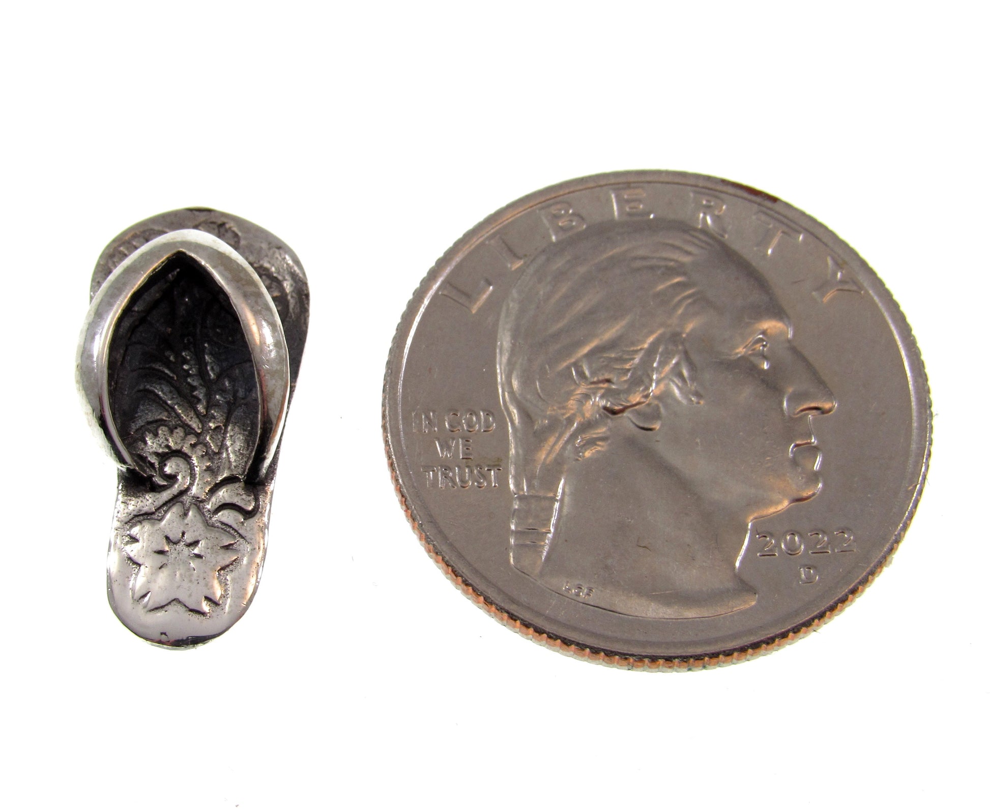 Solid 925 Sterling Silver Flip Flop Slide Pendant, Summer Sandal Charm, Beachcomber Gift, Tropical Beach Jewelry, Nautical Necklace Charm