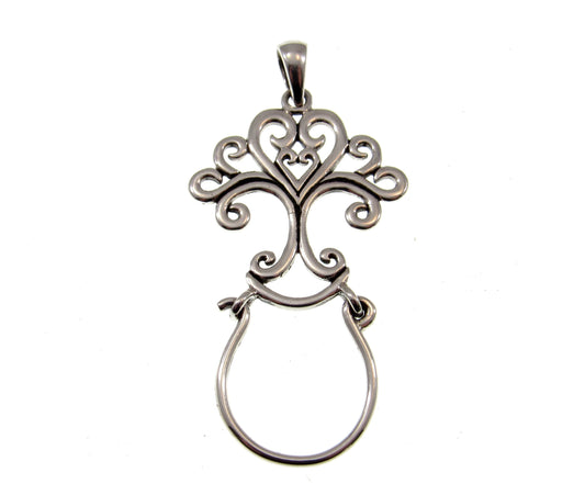 Solid 925 Sterling Silver Sacred Tree of Life Charm Holder Pendant, Magical Celtic Symbol of the Afterlife